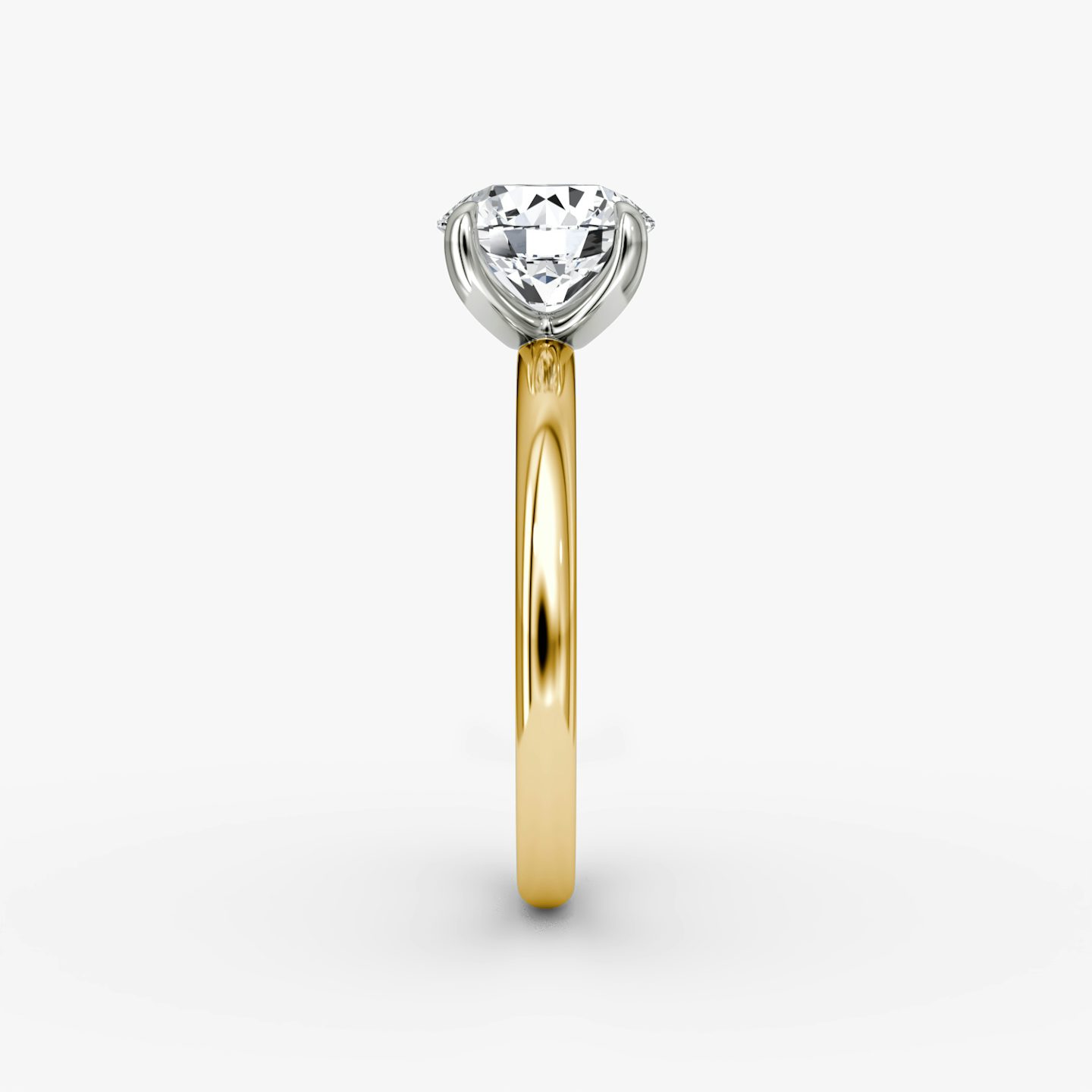 The Classic | Round Brilliant | 18k | Yellow Gold and Platinum | bandAccent: Plain | bandWidth: large | caratWeight: 2.0ct | diamondOrientation: vertical