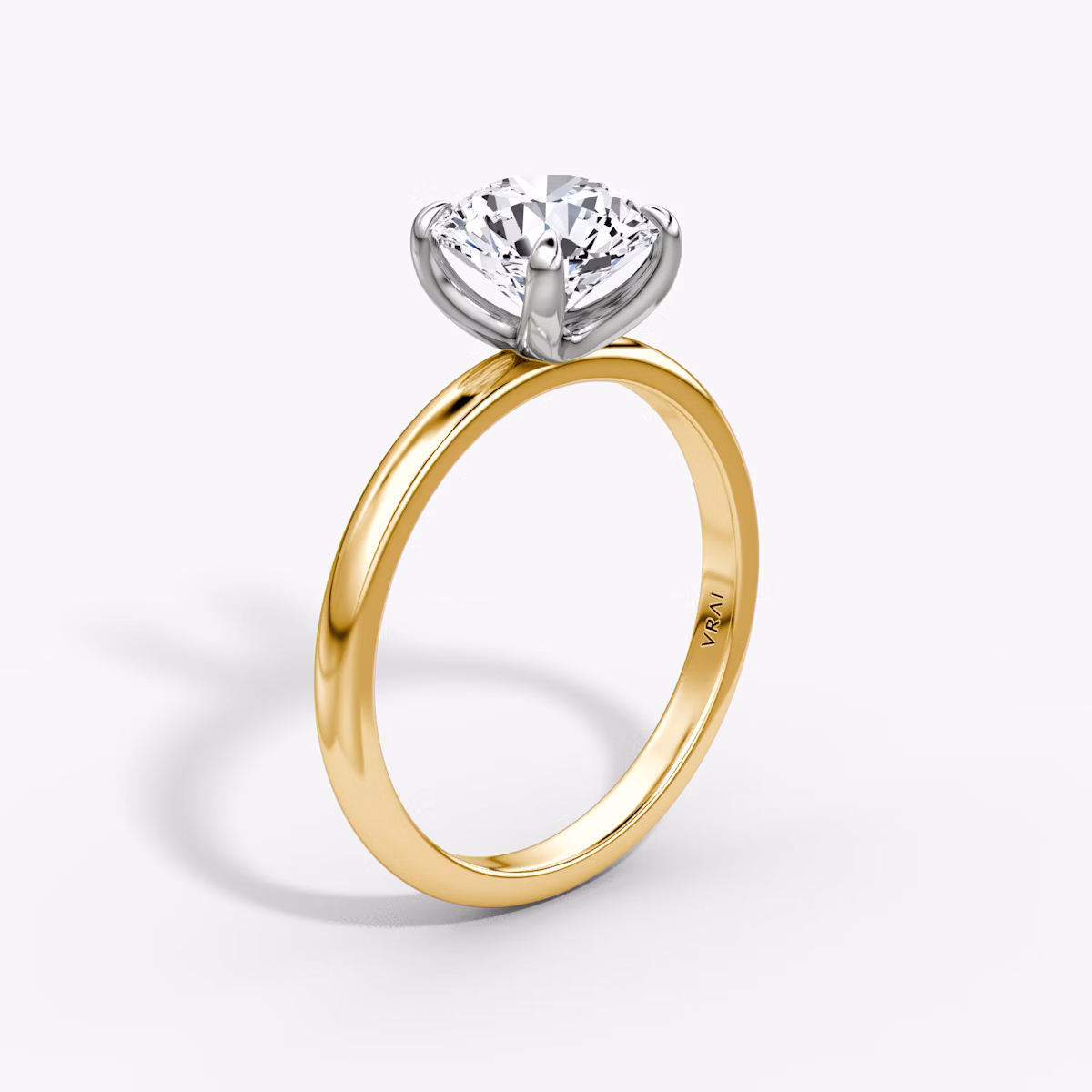 The Classic | Round Brilliant | 18k | Yellow Gold and Platinum | bandAccent: Plain | bandWidth: large | caratWeight: other | diamondOrientation: vertical