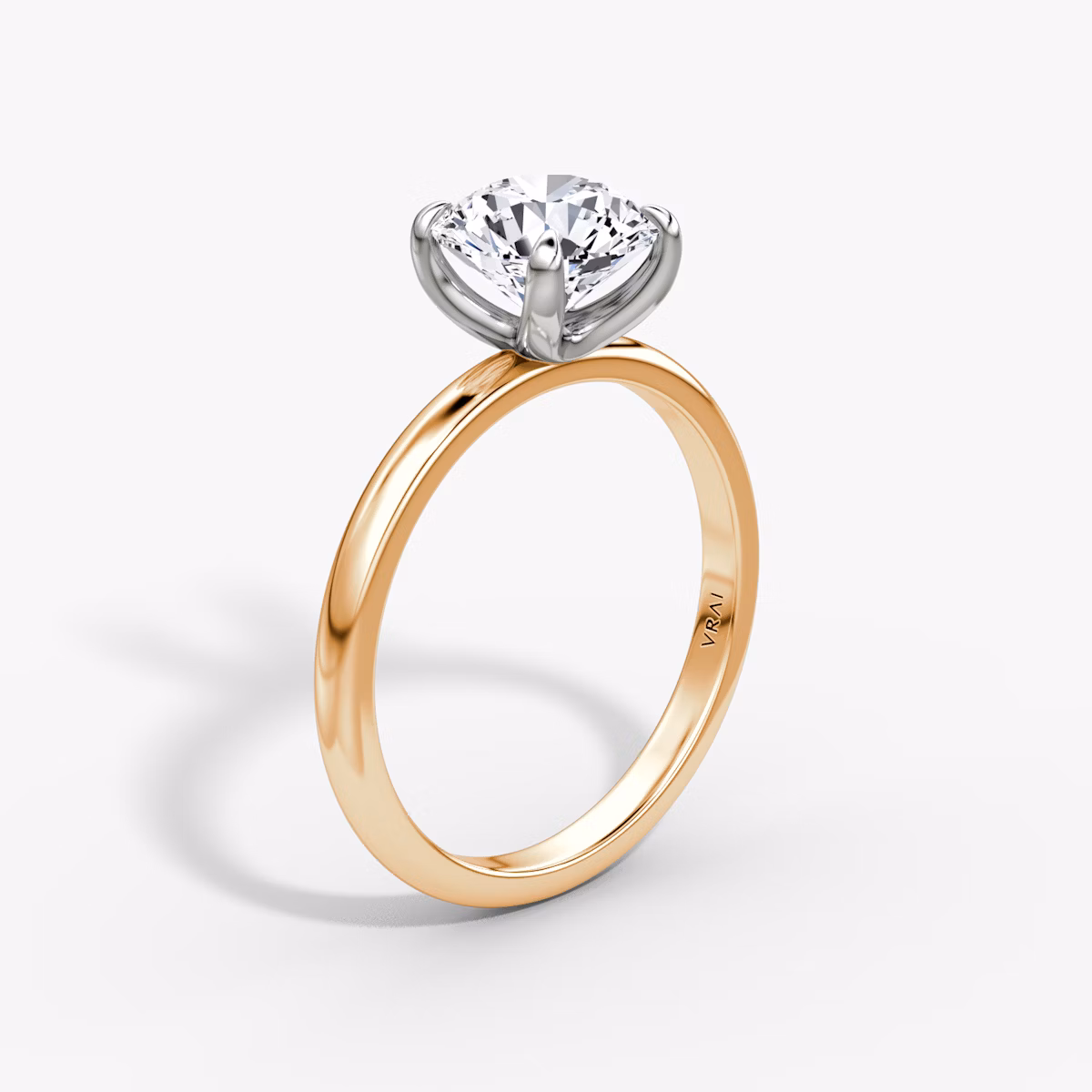 Anillo de compromiso Classic | Brillante | 14k | Oro rosa y platino | bandAccent: Simple | bandWidth: large | caratWeight: other | diamondOrientation: vertical