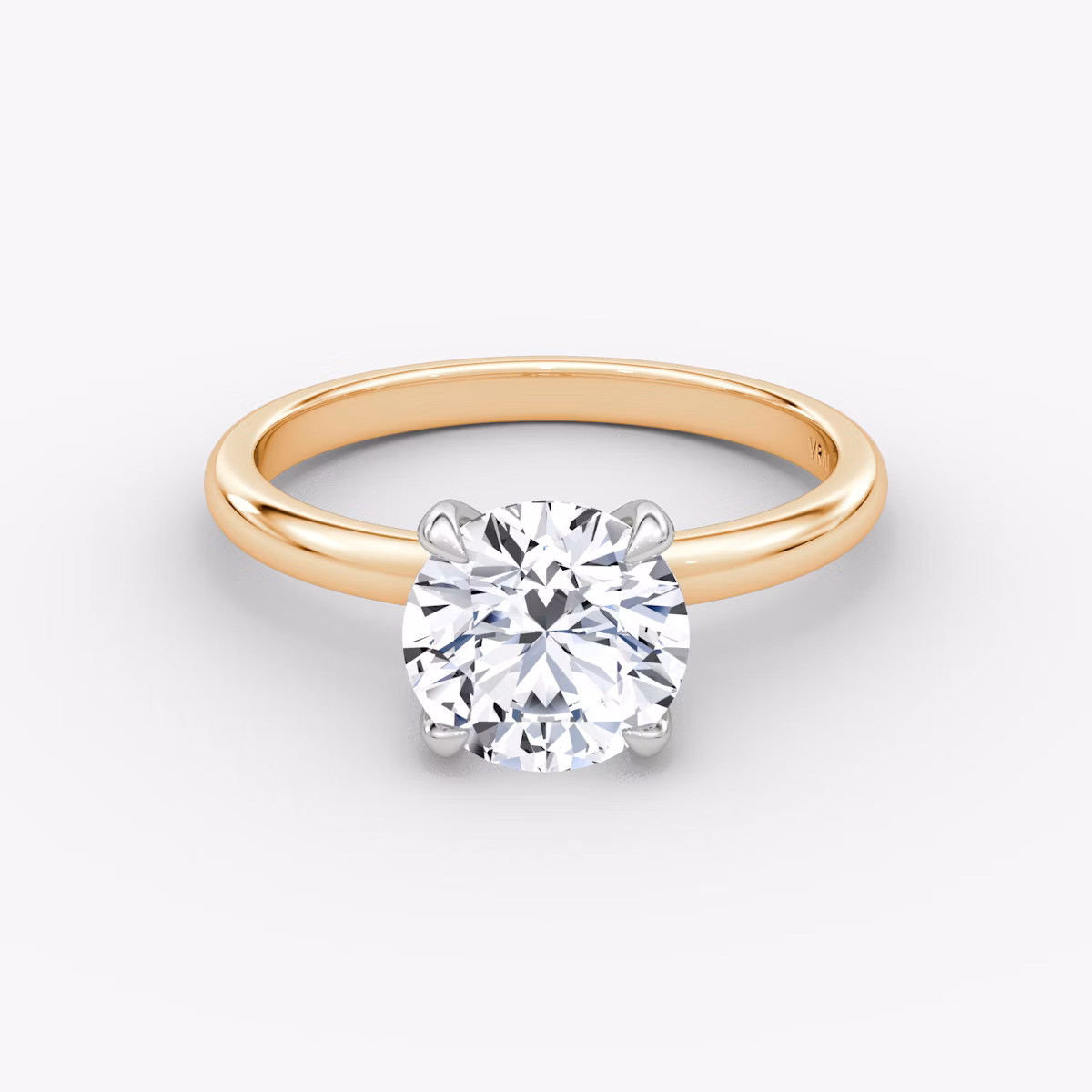 Anillo de compromiso Classic | Brillante | 14k | Oro rosa y platino | bandAccent: Simple | bandWidth: large | caratWeight: other | diamondOrientation: vertical