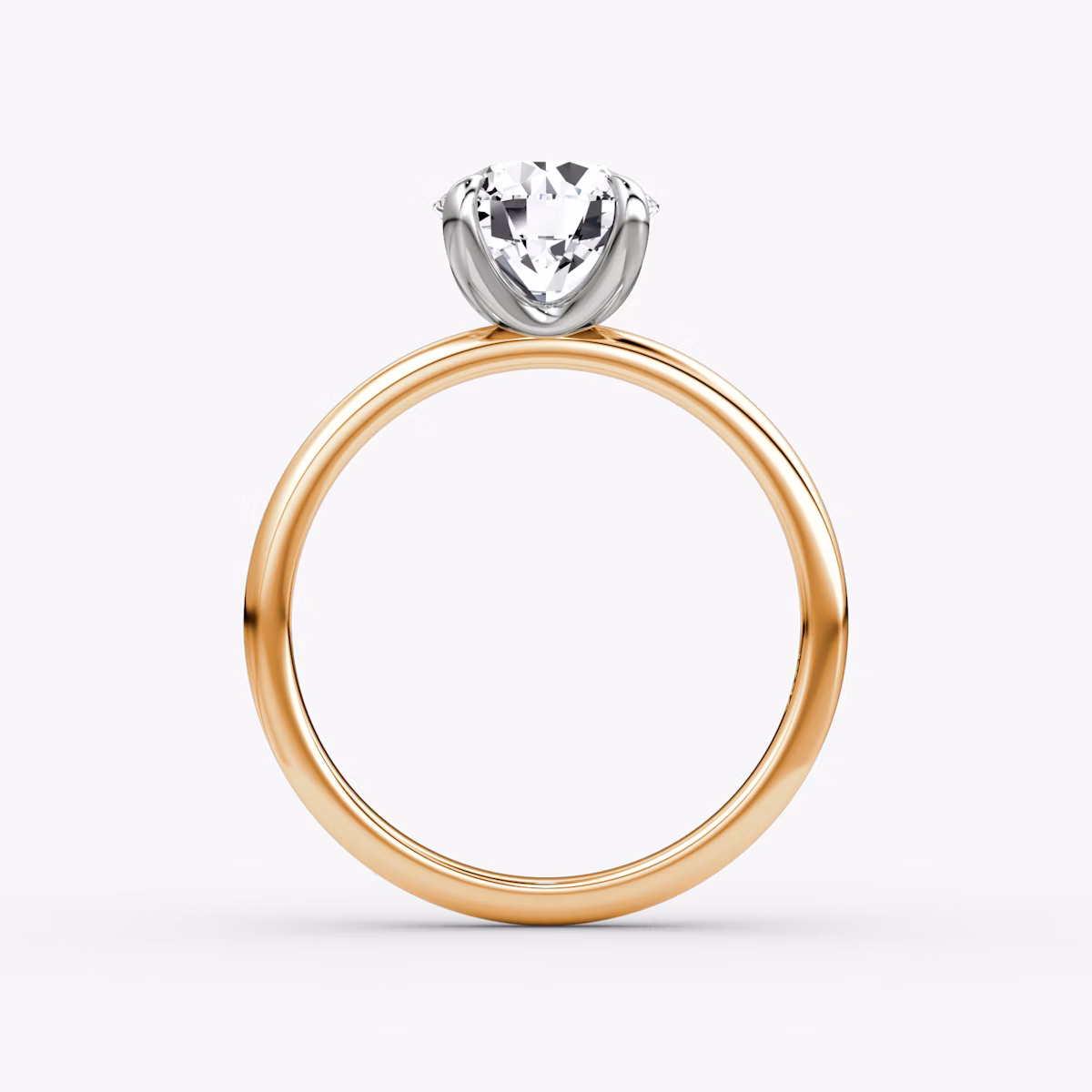 Anillo de compromiso Classic | Brillante | 14k | Oro rosa y platino | bandAccent: Simple | bandWidth: large | caratWeight: other | diamondOrientation: vertical