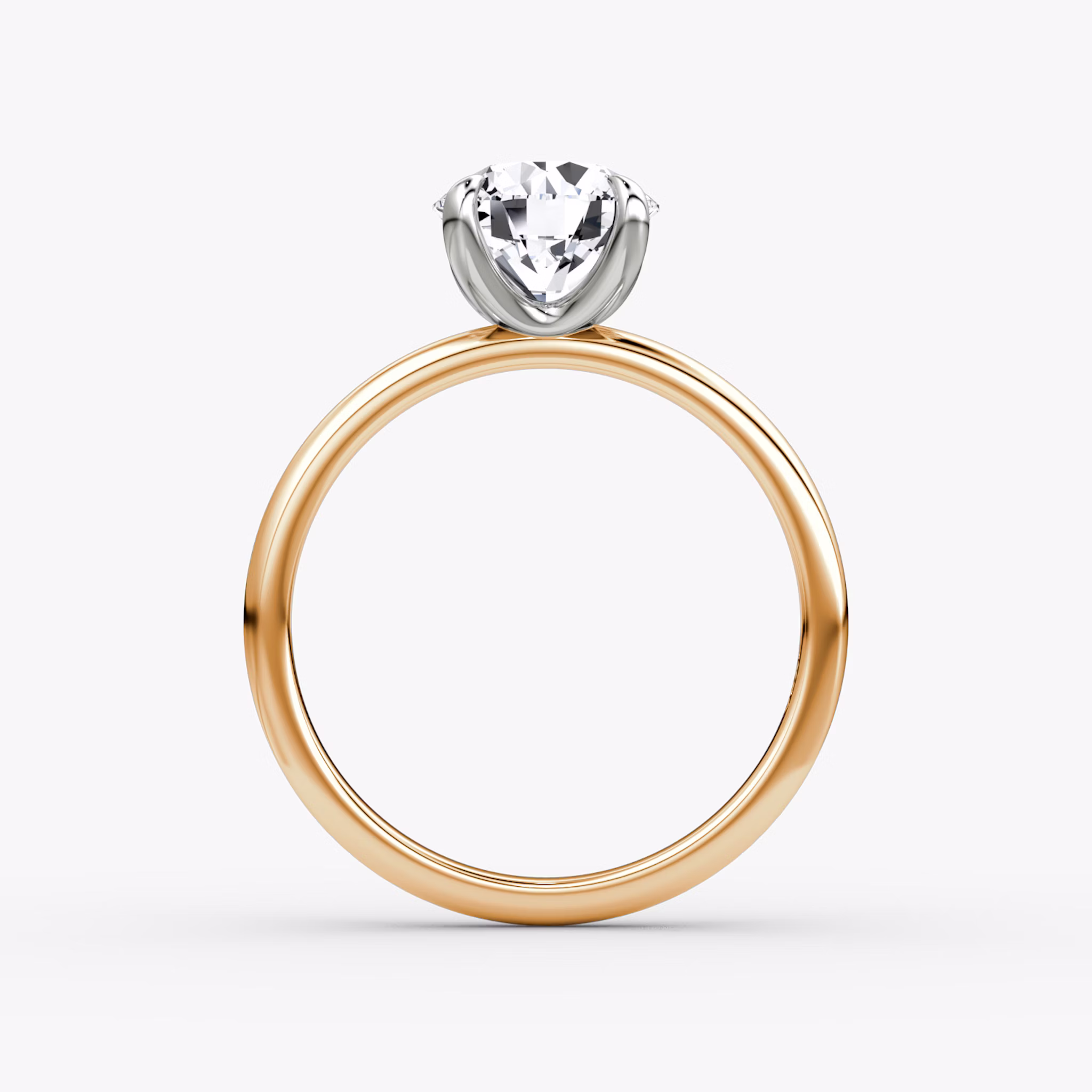 The Classic | Round Brilliant | 14k | Rose Gold and Platinum | bandAccent: Plain | bandWidth: large | caratWeight: other | diamondOrientation: vertical