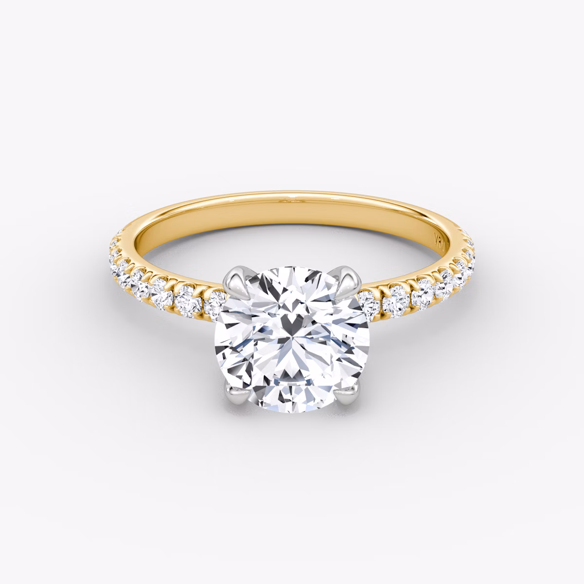 Anillo de compromiso Classic | Brillante | 18k | Oro amarillo y platino | bandAccent: Pavé | bandWidth: large | caratWeight: other | diamondOrientation: vertical
