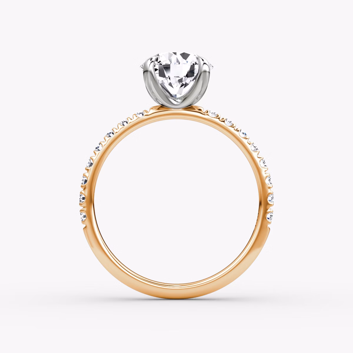 Anillo de compromiso Classic | Brillante | 14k | Oro rosa y platino | bandAccent: Pavé | bandWidth: large | caratWeight: other | diamondOrientation: vertical