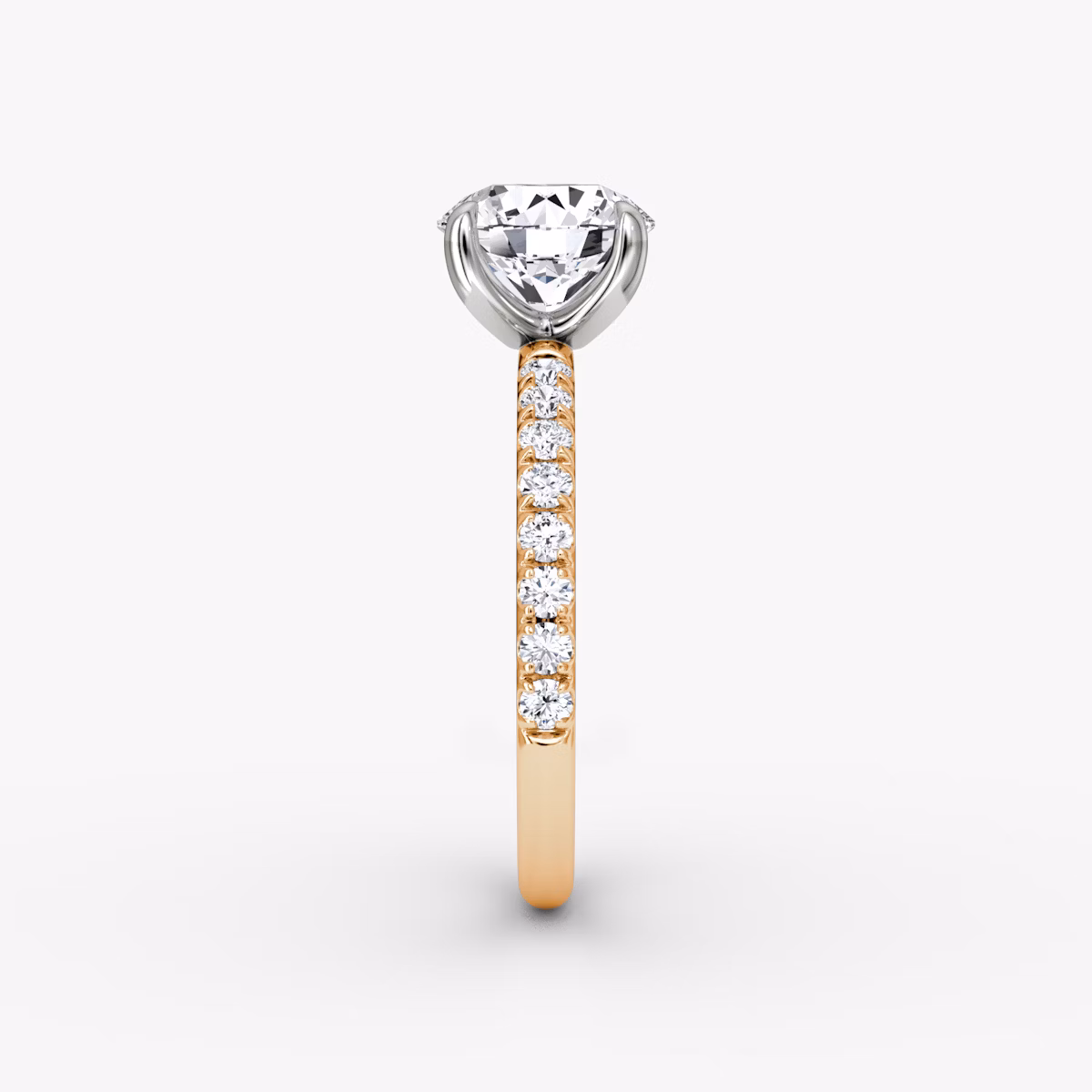 Anillo de compromiso Classic | Brillante | 14k | Oro rosa y platino | bandAccent: Pavé | bandWidth: large | caratWeight: other | diamondOrientation: vertical