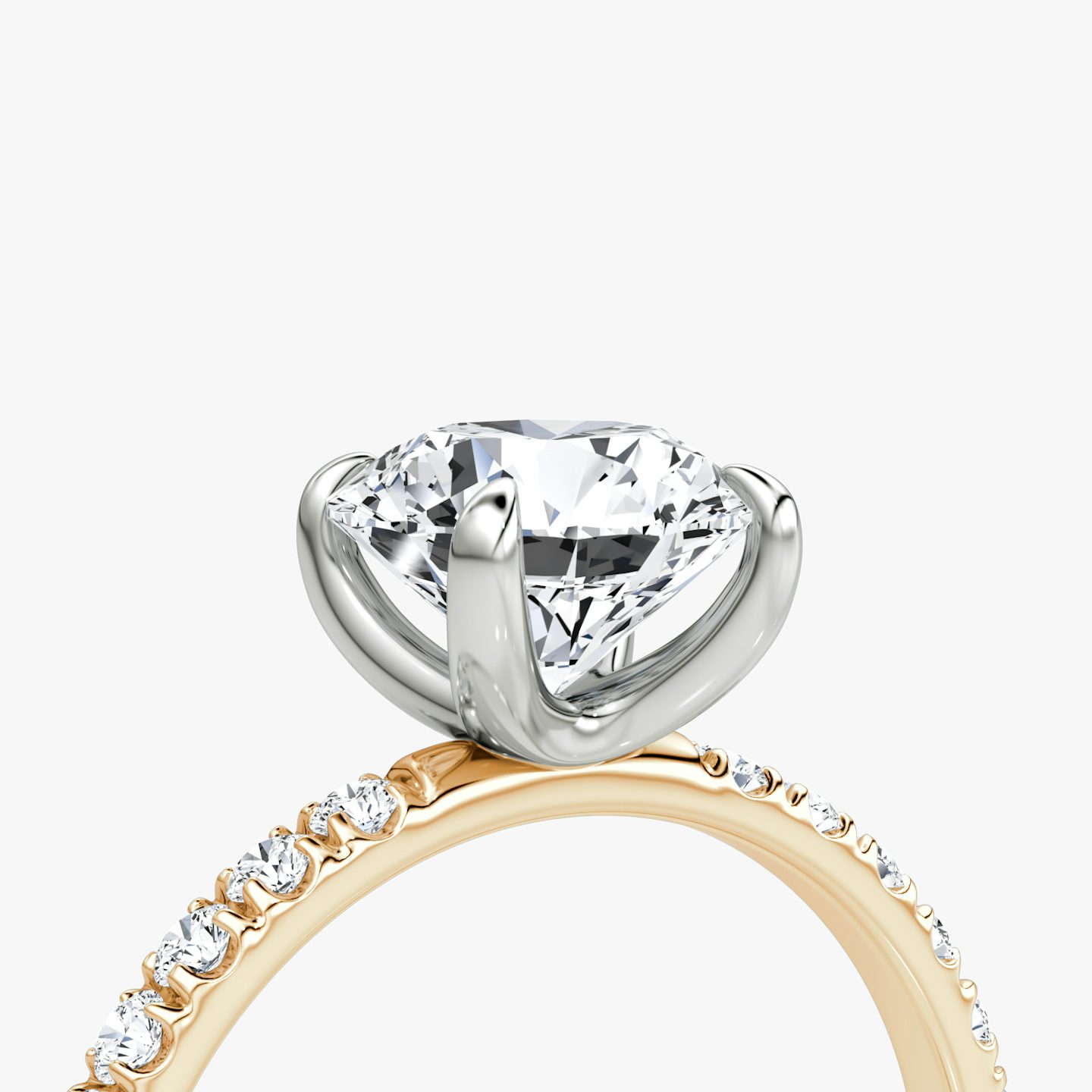 The Classic | Round Brilliant | 14k | Rose Gold and Platinum | bandAccent: Pavé | bandWidth: large | caratWeight: 1.0ct | diamondOrientation: vertical