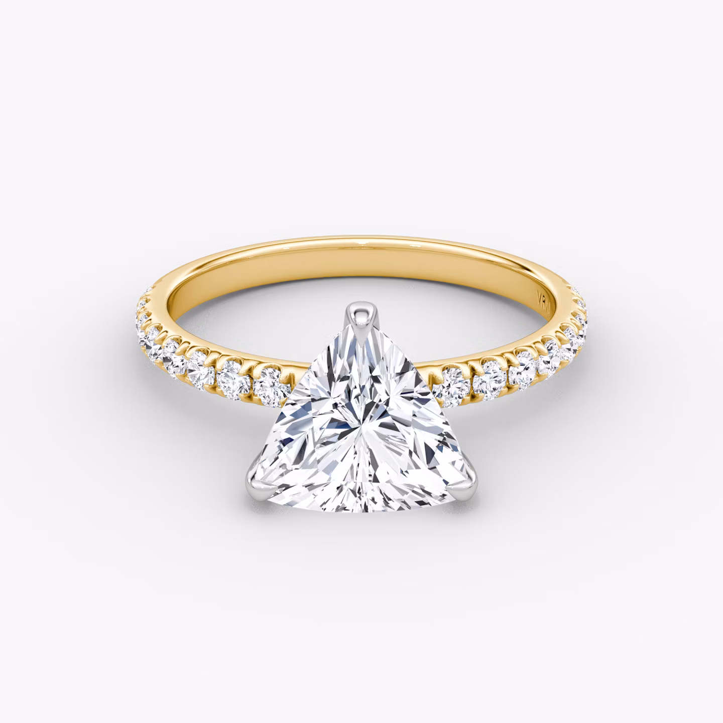 The Classic | Trillion | 18k | Yellow Gold and Platinum | bandAccent: Pavé | bandWidth: large | diamondOrientation: vertical | caratWeight: other