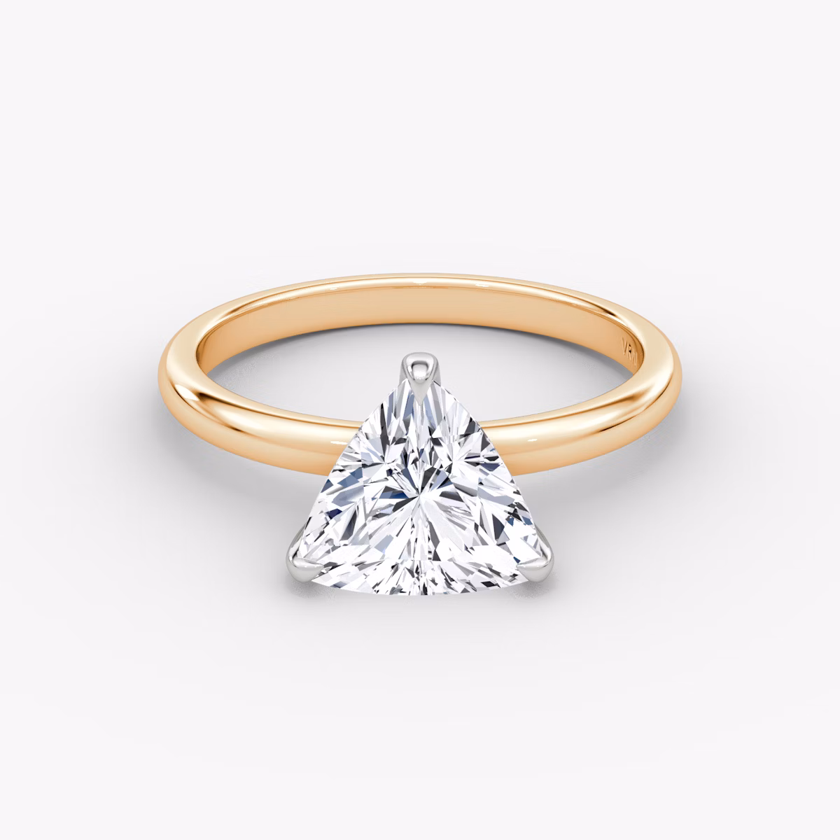 Anillo de compromiso Classic | Trillón | 14k | Oro rosa y platino | bandAccent: Simple | bandWidth: large | diamondOrientation: vertical | caratWeight: other