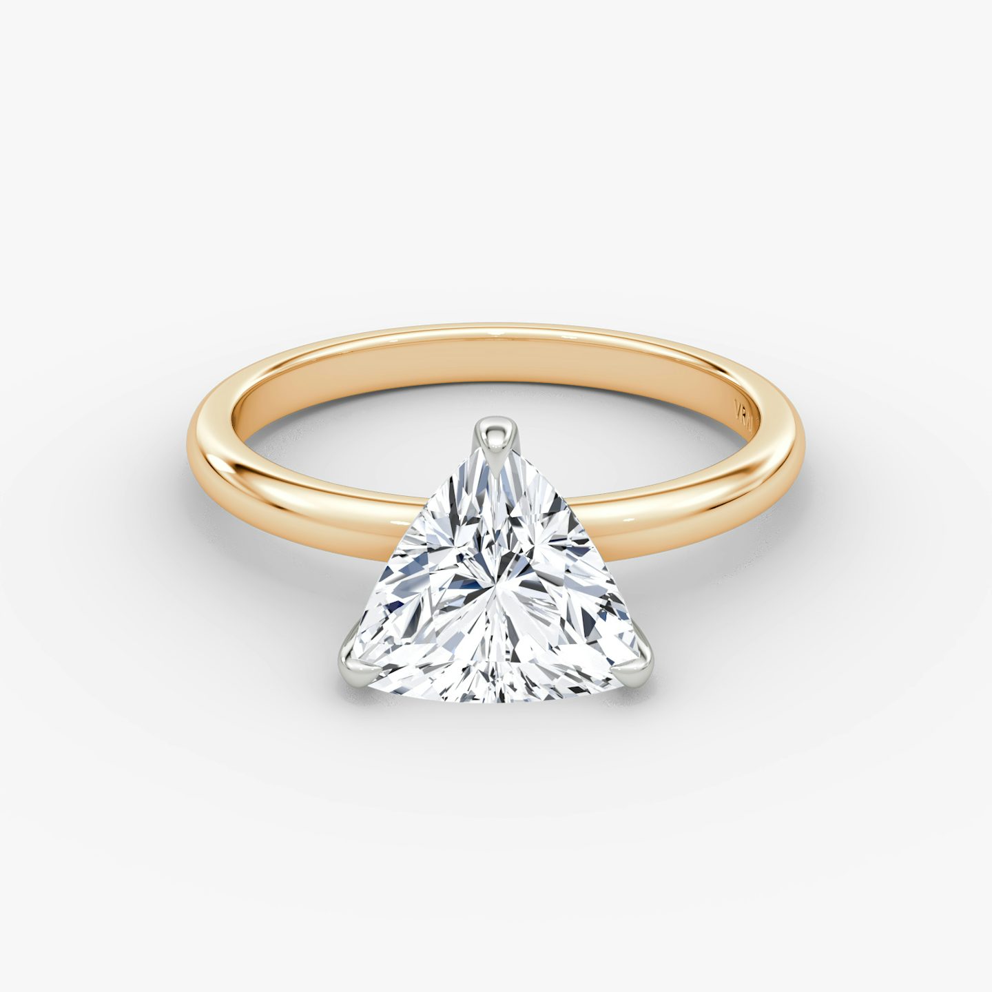 The Classic | Trillion | 14k | Rose Gold and Platinum | bandAccent: Plain | bandWidth: large | diamondOrientation: vertical | caratWeight: other