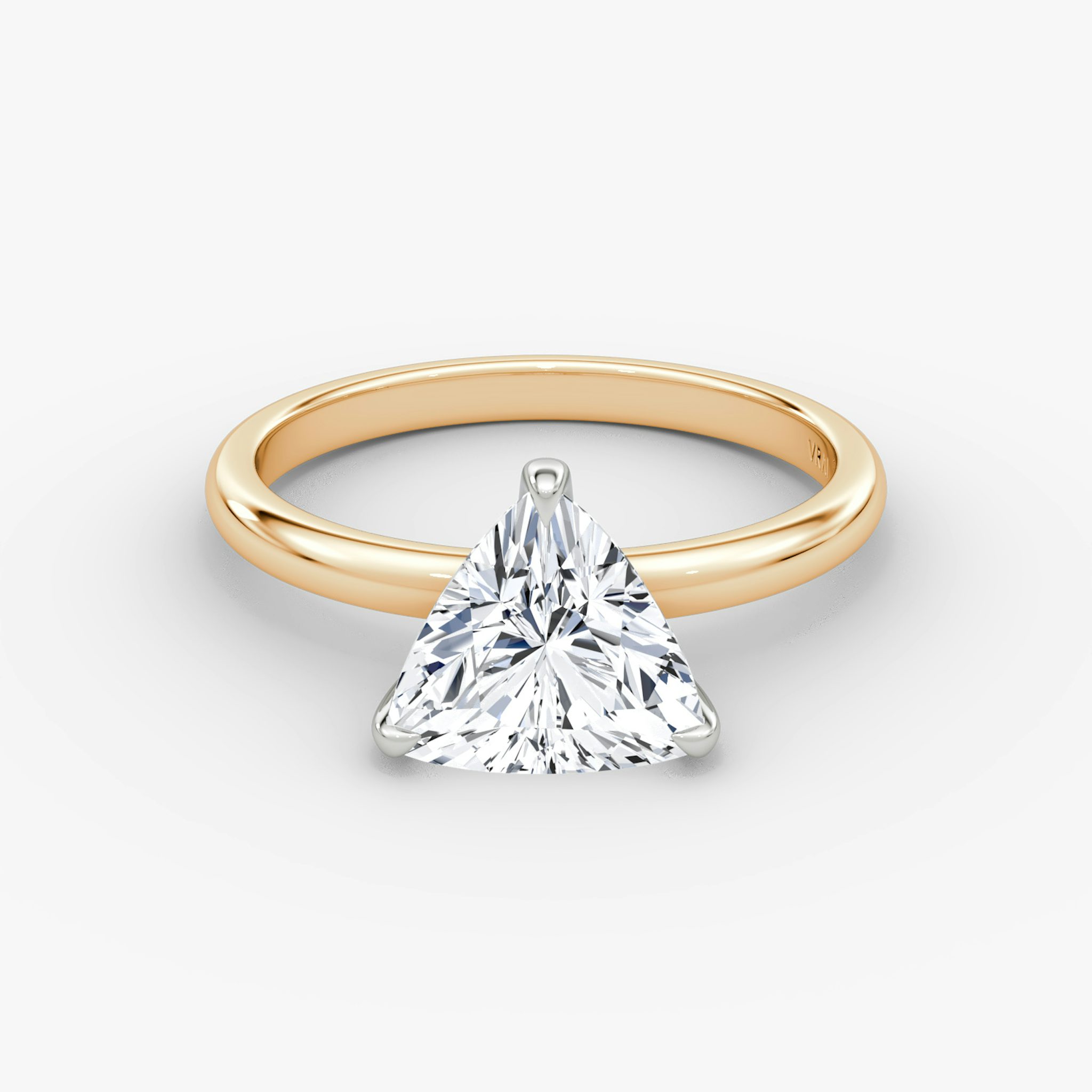 The Classic | Trillion | 14k | Rose Gold and Platinum | bandAccent: Plain | bandWidth: large | diamondOrientation: vertical | caratWeight: other