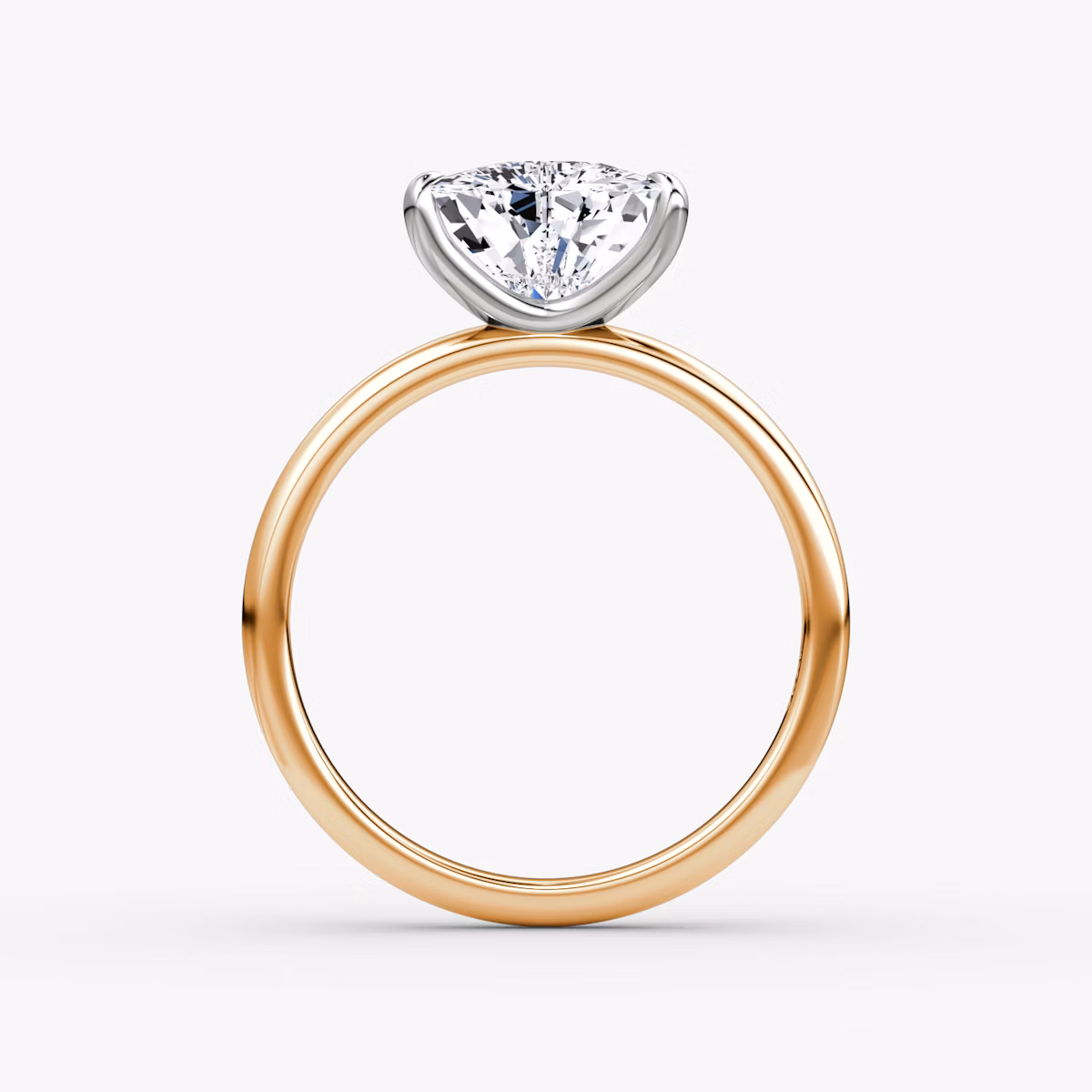 Anillo de compromiso Classic | Trillón | 14k | Oro rosa y platino | bandAccent: Simple | bandWidth: large | diamondOrientation: vertical | caratWeight: other