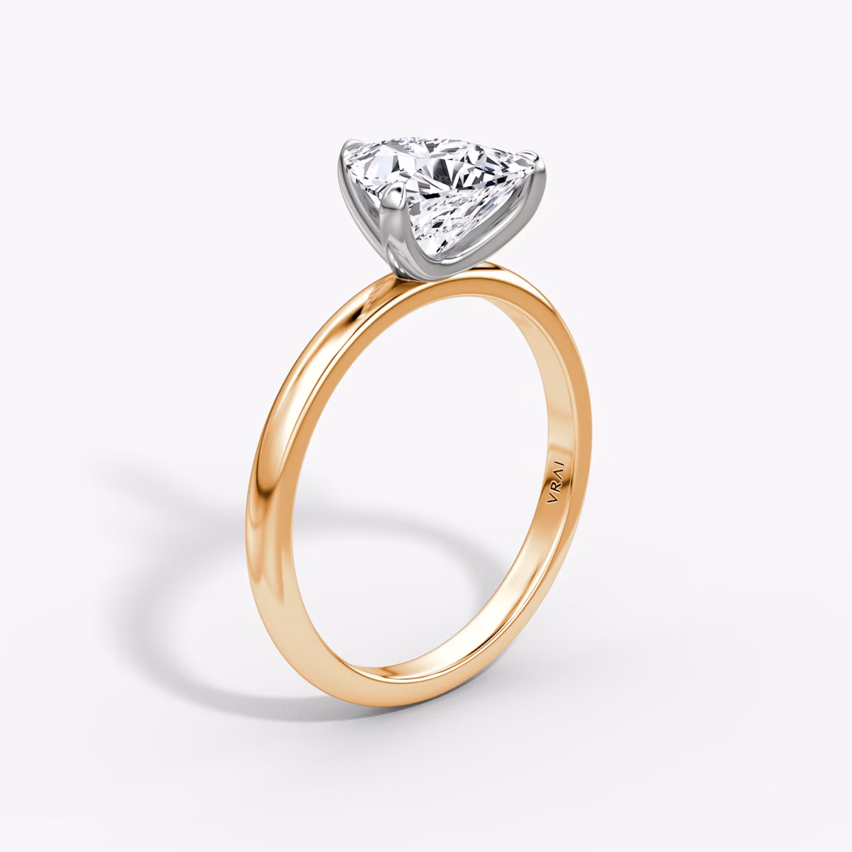 Anillo de compromiso Classic | Trillón | 14k | Oro rosa y platino | bandAccent: Simple | bandWidth: large | diamondOrientation: vertical | caratWeight: other