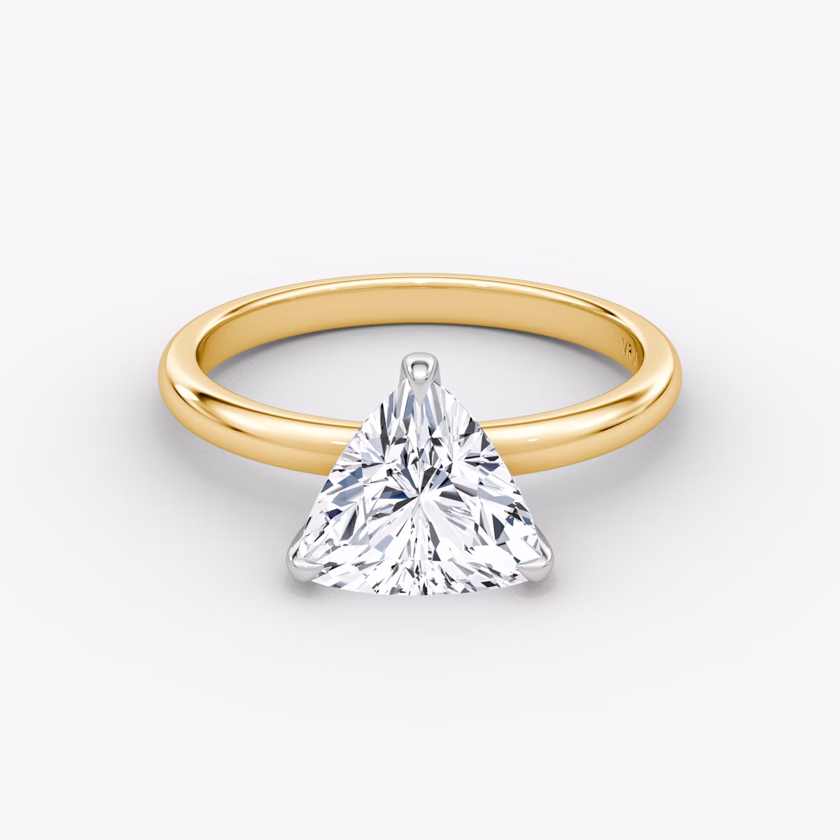 Anillo de compromiso Classic | Trillón | 18k | Oro amarillo y platino | bandAccent: Simple | bandWidth: large | diamondOrientation: vertical | caratWeight: other