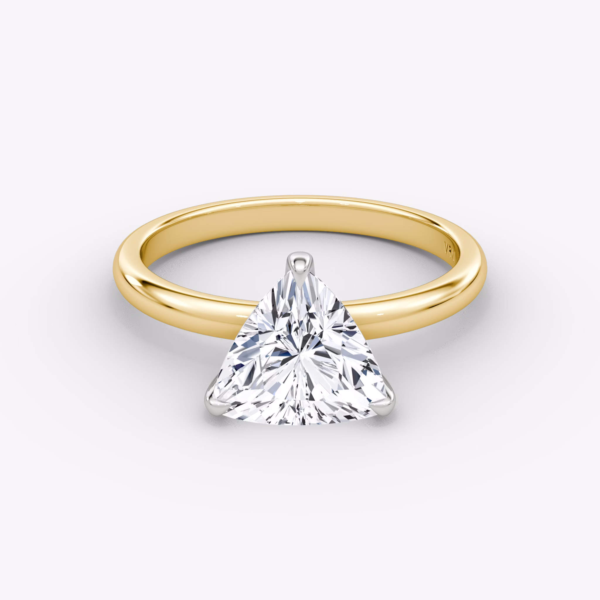 The Classic | Trillion | 18k | Yellow Gold and Platinum | bandAccent: Plain | bandWidth: large | diamondOrientation: vertical | caratWeight: other