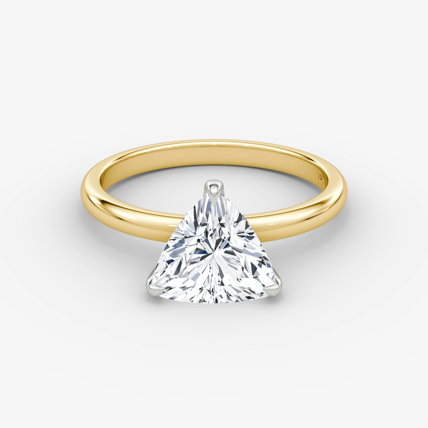 The Classic | Trillion | 18k | Yellow Gold and Platinum | bandAccent: Plain | bandWidth: large | diamondOrientation: vertical | caratWeight: other