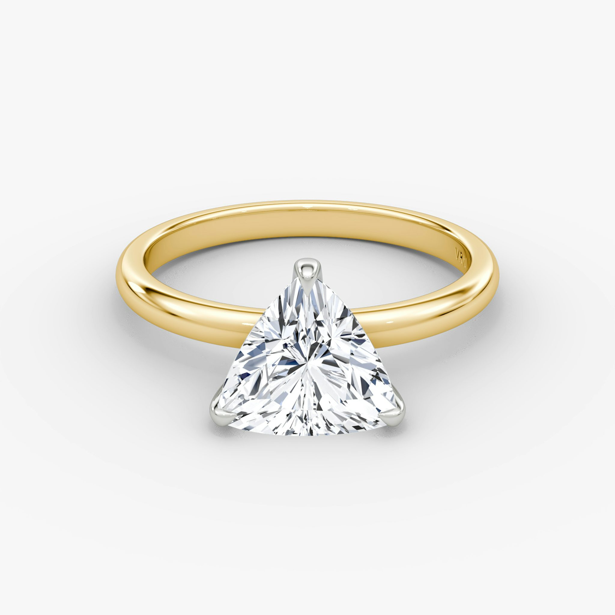 The Classic | Trillion | 18k | Yellow Gold and Platinum | bandAccent: Plain | bandWidth: large | diamondOrientation: vertical | caratWeight: other