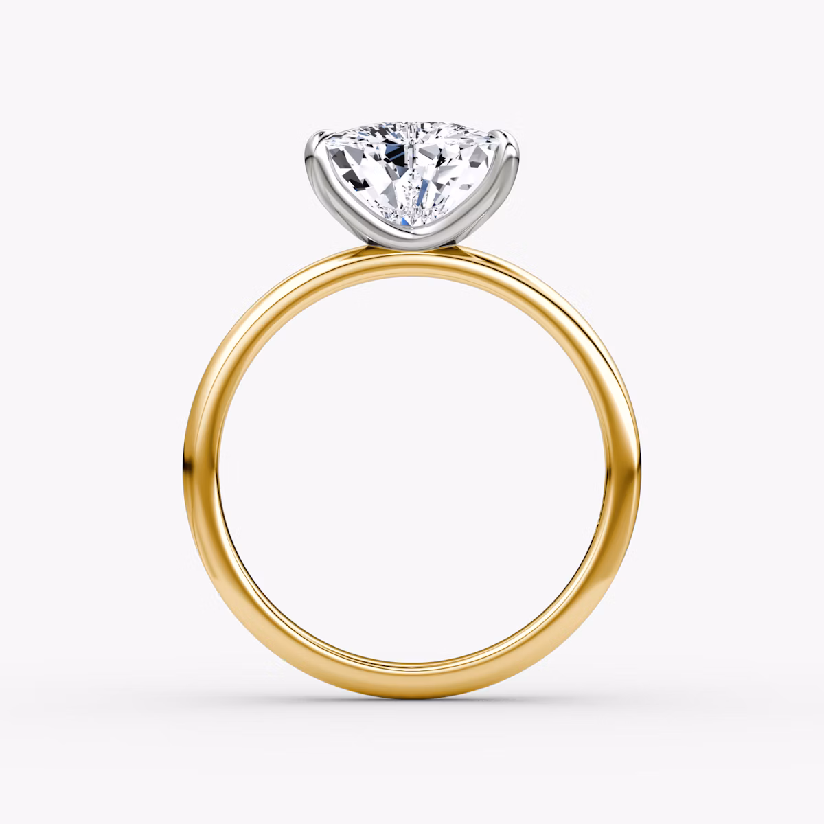 Anillo de compromiso Classic | Trillón | 18k | Oro amarillo y platino | bandAccent: Simple | bandWidth: large | diamondOrientation: vertical | caratWeight: other