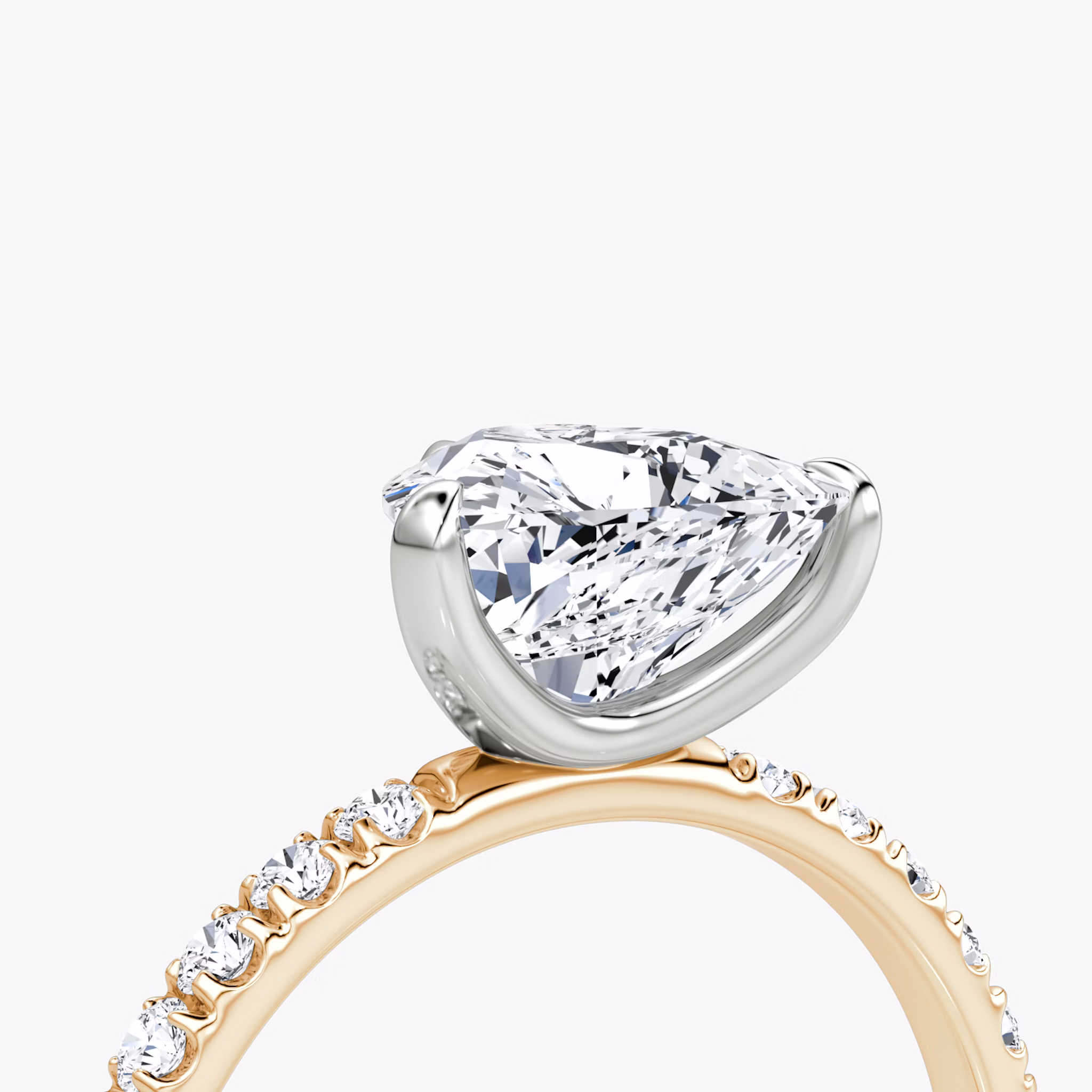 The Classic | Trillion | 14k | Rose Gold and Platinum | bandAccent: Pavé | bandWidth: large | diamondOrientation: vertical | caratWeight: other