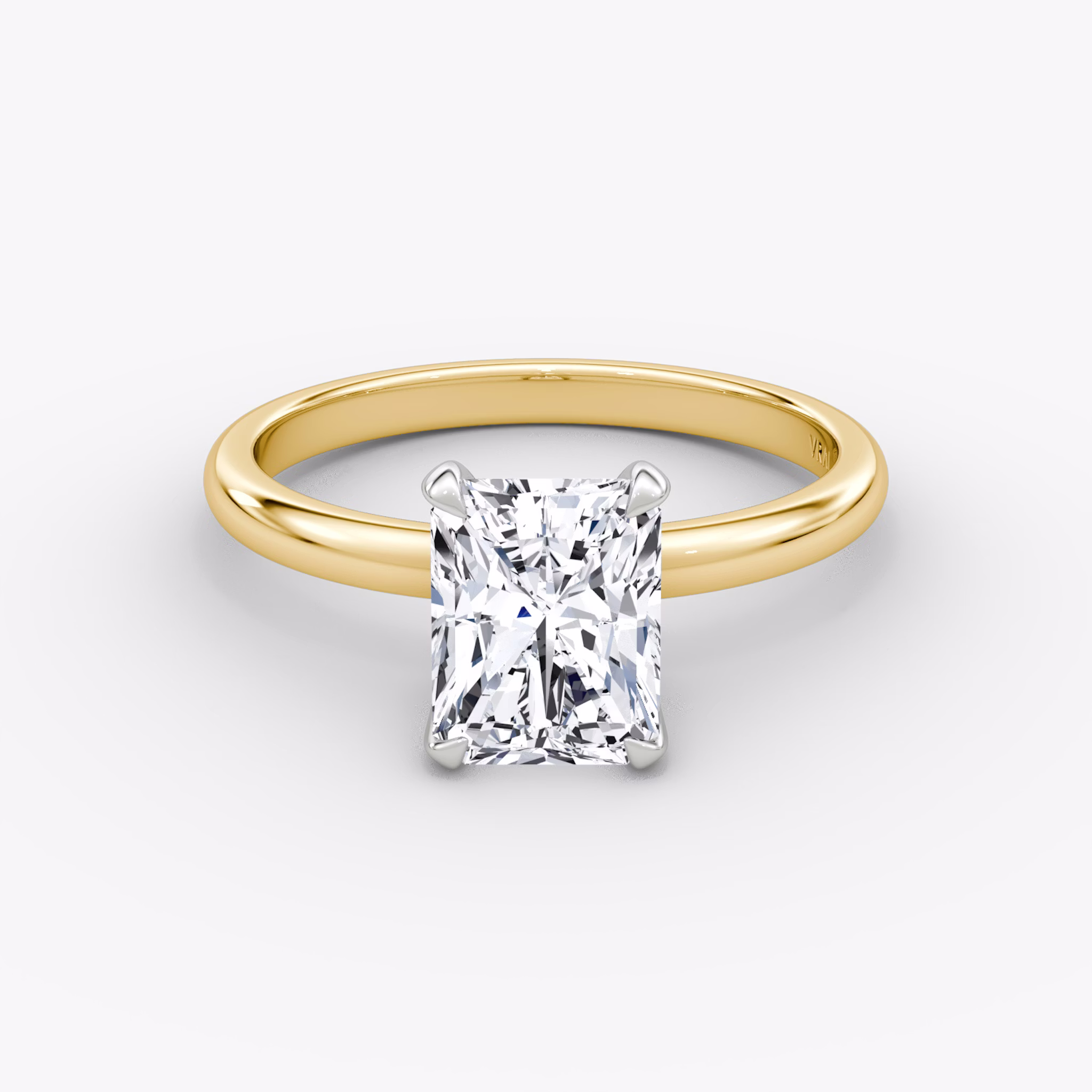 The Classic | Radiant | 18k | Yellow Gold and Platinum | bandAccent: Plain | bandWidth: large | diamondOrientation: vertical | caratWeight: other