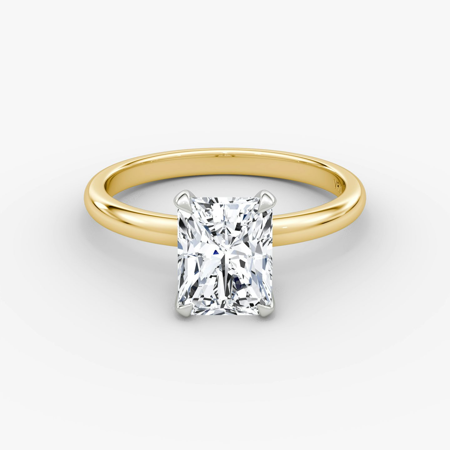 The Classic | Radiant | 18k | Yellow Gold and Platinum | bandAccent: Plain | bandWidth: large | diamondOrientation: vertical | caratWeight: other