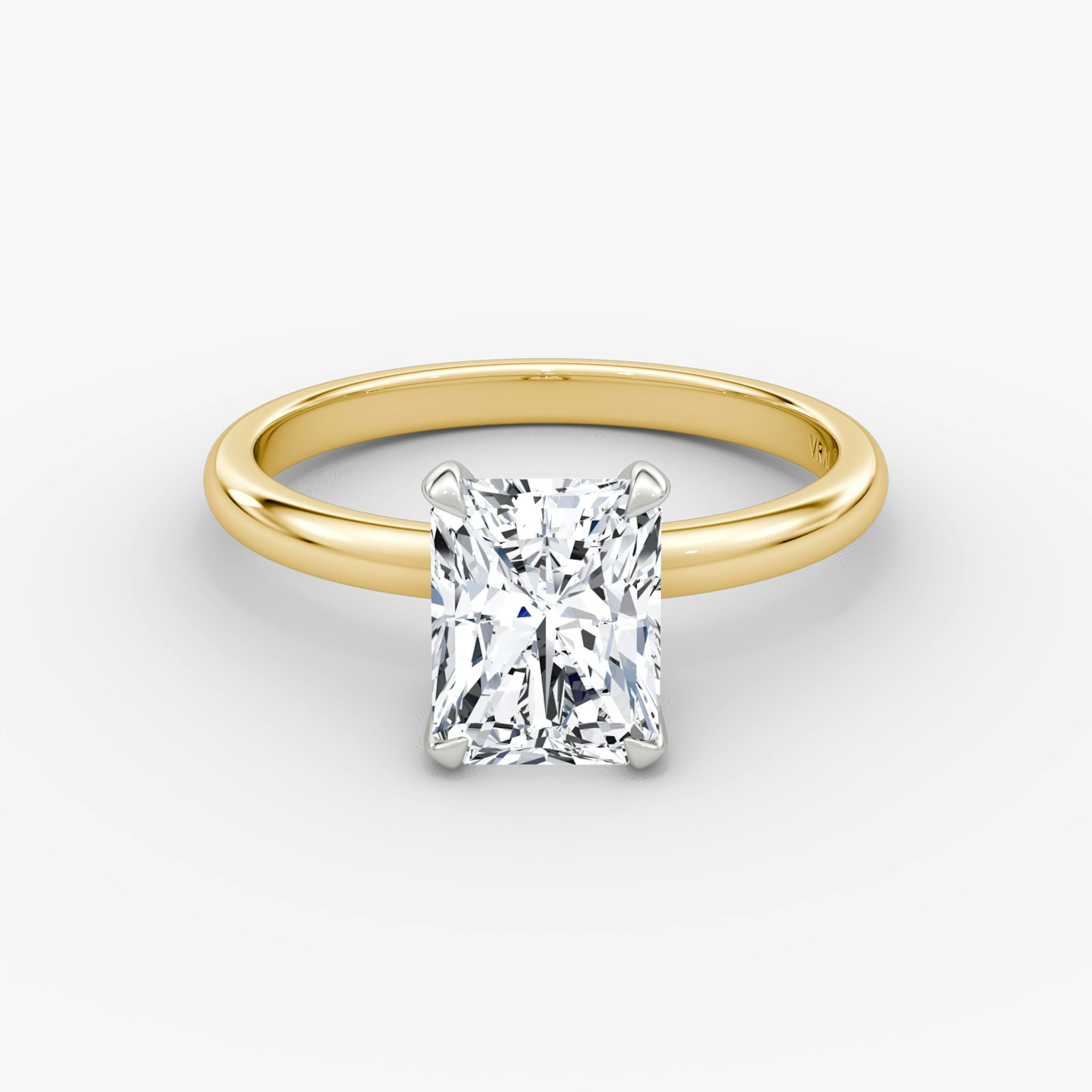 The Classic | Radiant | 18k | Yellow Gold and Platinum | bandAccent: Plain | bandWidth: large | diamondOrientation: vertical | caratWeight: other