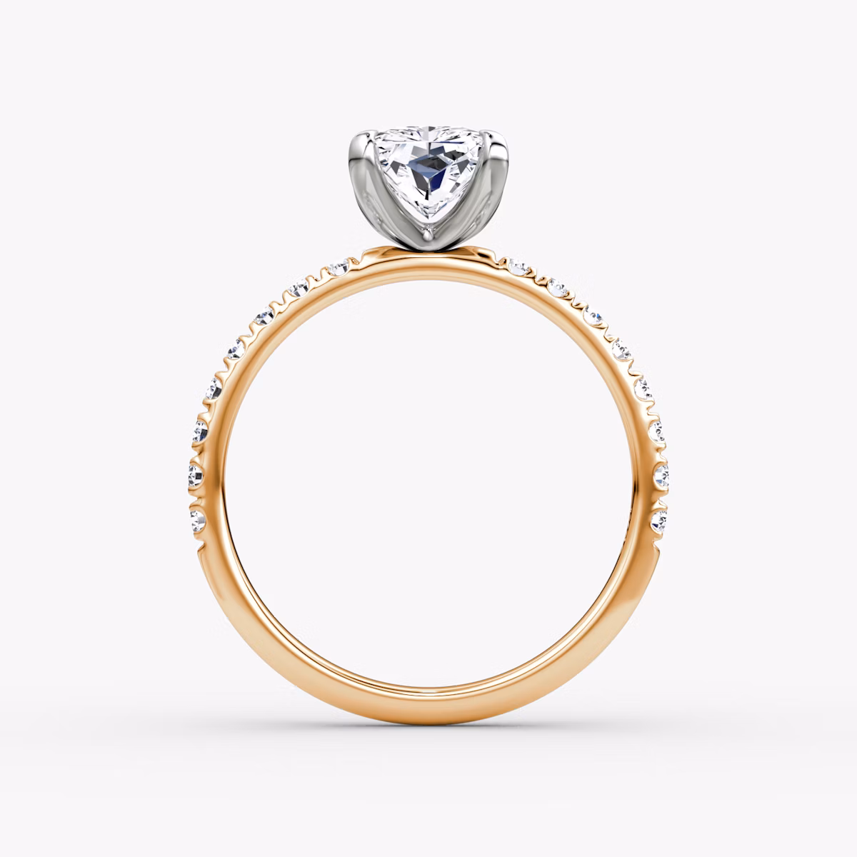 Anillo de compromiso Classic | Radiante | 14k | Oro rosa y platino | bandAccent: Pavé | bandWidth: large | diamondOrientation: vertical | caratWeight: other