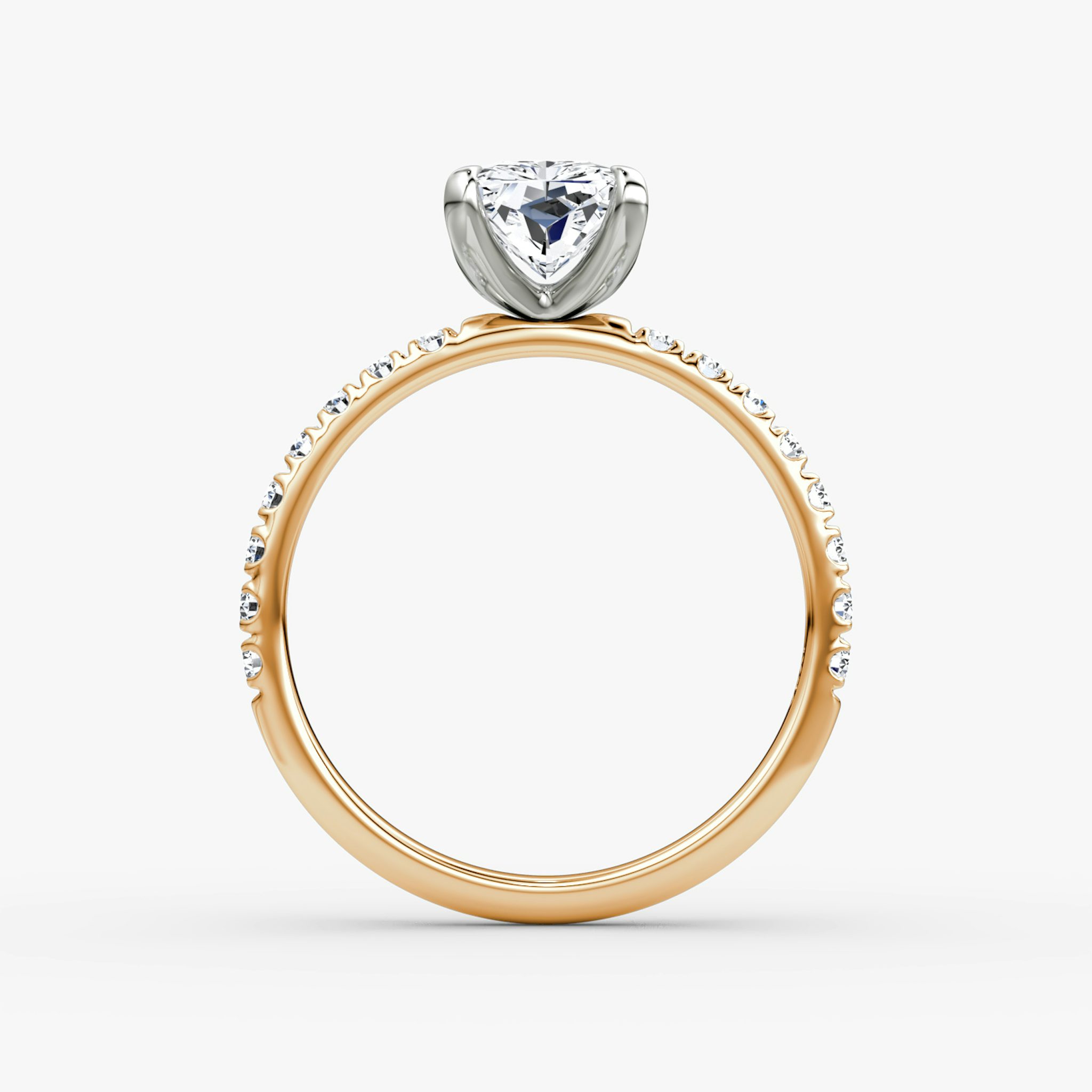 The Classic | Radiant | 14k | Rose Gold and Platinum | bandAccent: Pavé | bandWidth: large | diamondOrientation: vertical | caratWeight: other