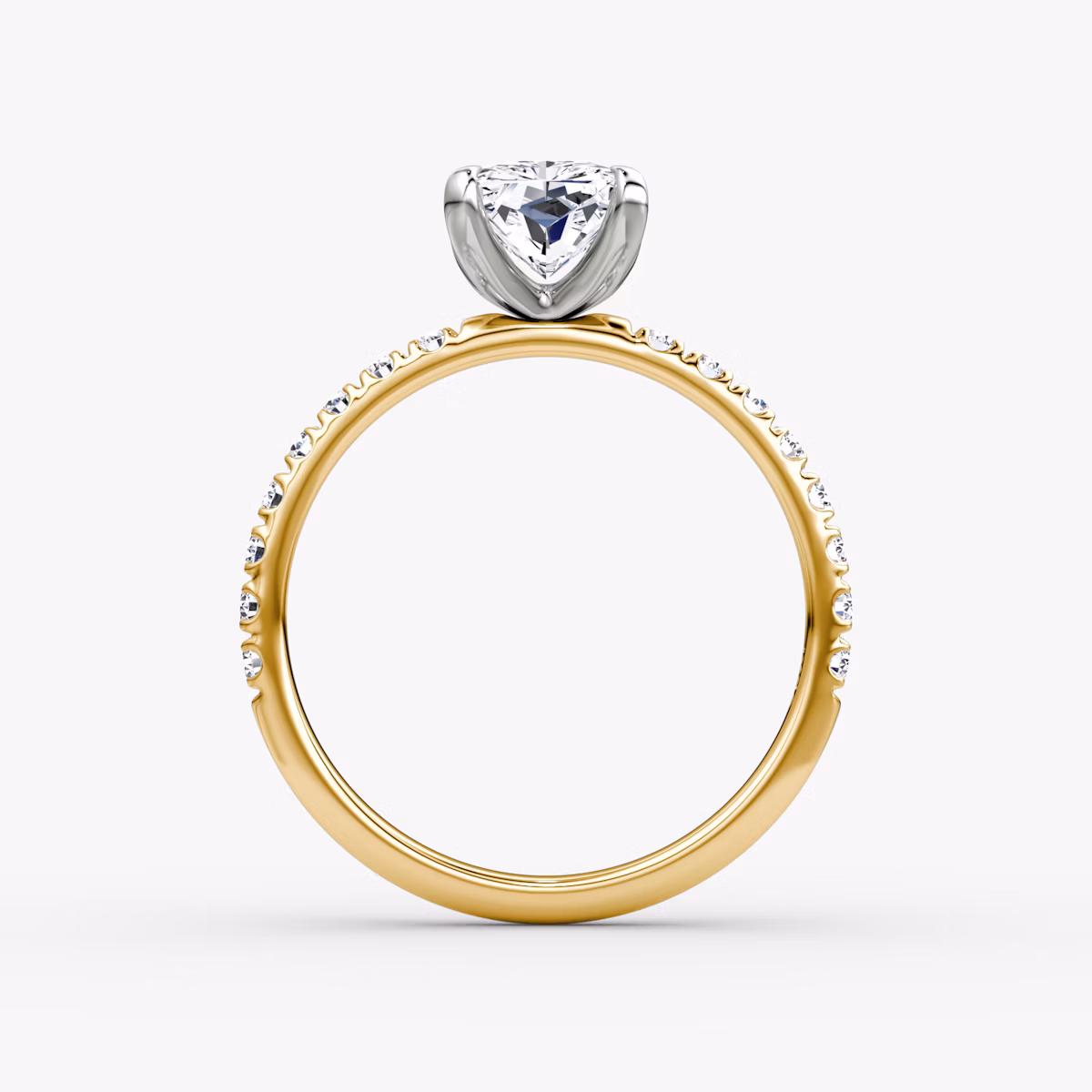 Anillo de compromiso Classic | Radiante | 18k | Oro amarillo y platino | bandAccent: Pavé | bandWidth: large | diamondOrientation: vertical | caratWeight: other