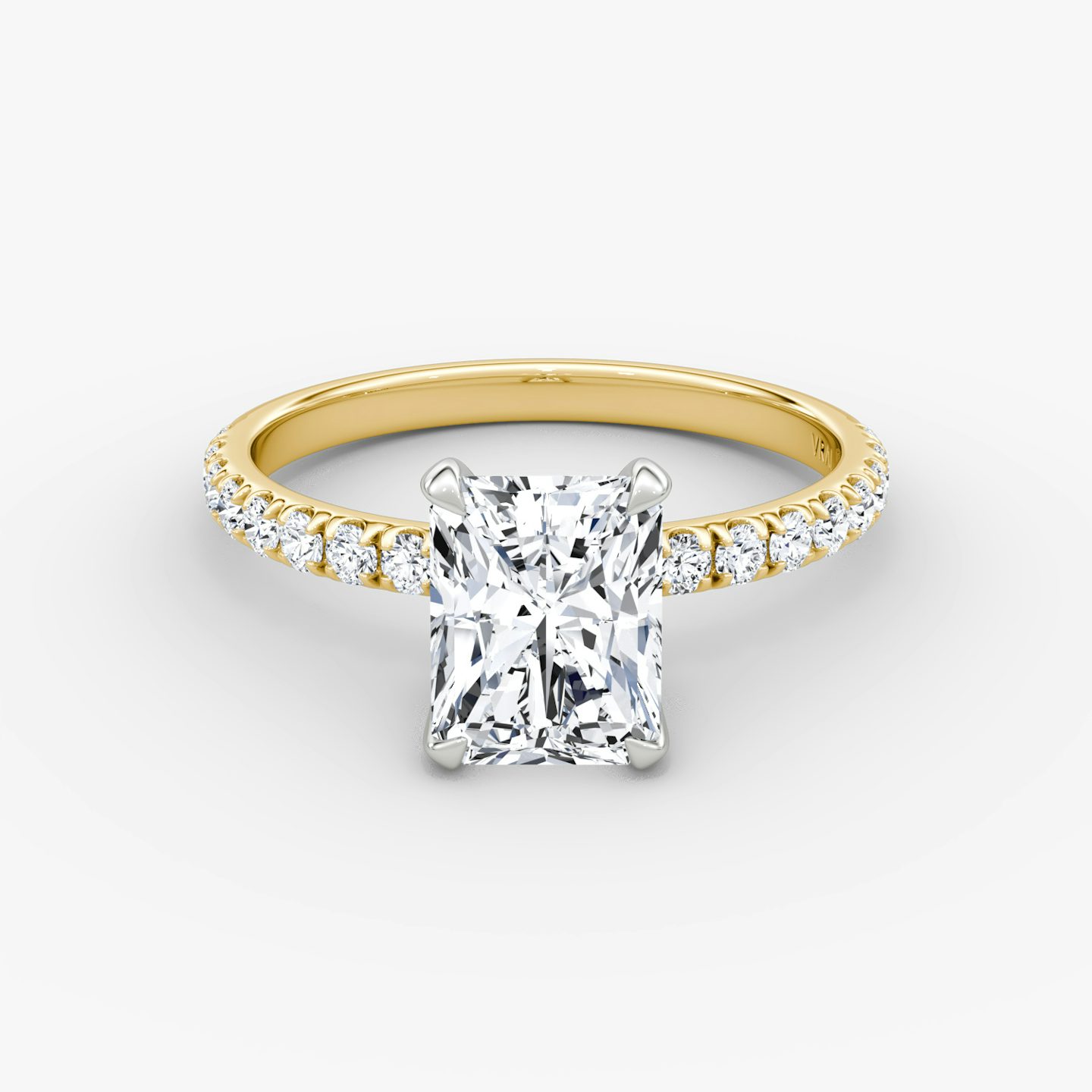 The Classic | Radiant | 18k | Yellow Gold and Platinum | bandAccent: Pavé | bandWidth: large | diamondOrientation: vertical | caratWeight: other