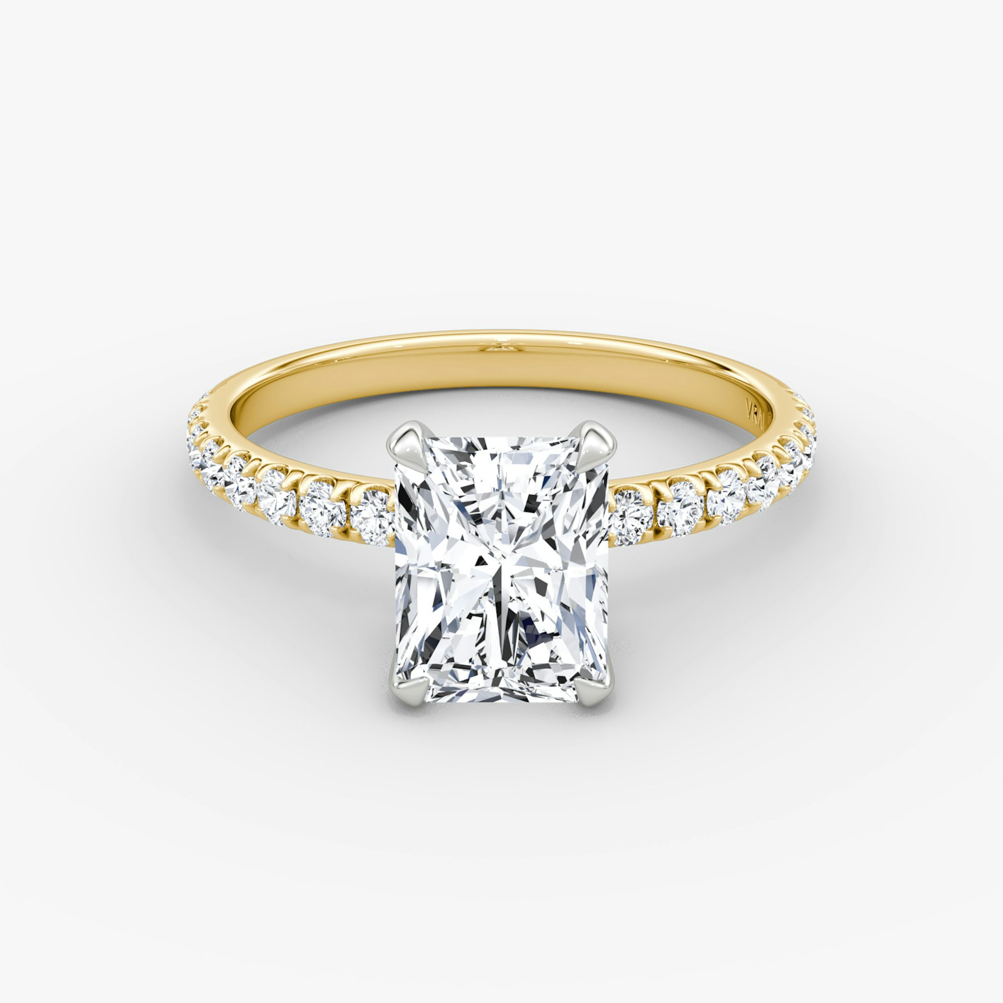 The Classic | Radiant | 18k | Yellow Gold and Platinum | bandAccent: Pavé | bandWidth: large | diamondOrientation: vertical | caratWeight: other