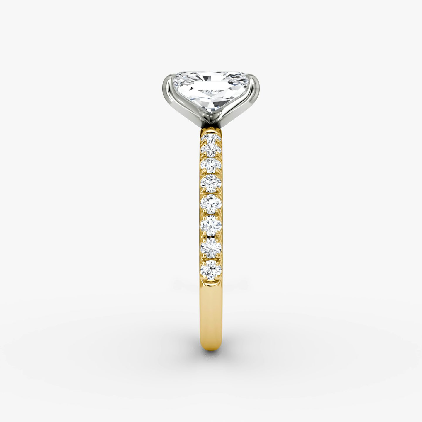 The Classic | Radiant | 18k | Yellow Gold and Platinum | bandAccent: Pavé | bandWidth: large | diamondOrientation: vertical | caratWeight: other