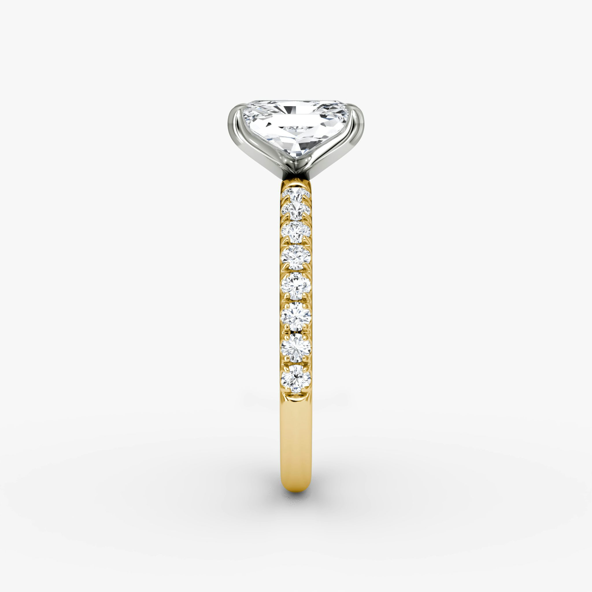 The Classic | Radiant | 18k | Yellow Gold and Platinum | bandAccent: Pavé | bandWidth: large | diamondOrientation: vertical | caratWeight: other