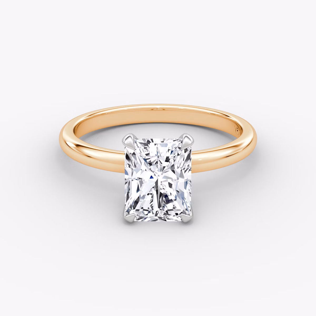 Anillo de compromiso Classic | Radiante | 14k | Oro rosa y platino | bandAccent: Simple | bandWidth: large | diamondOrientation: vertical | caratWeight: other