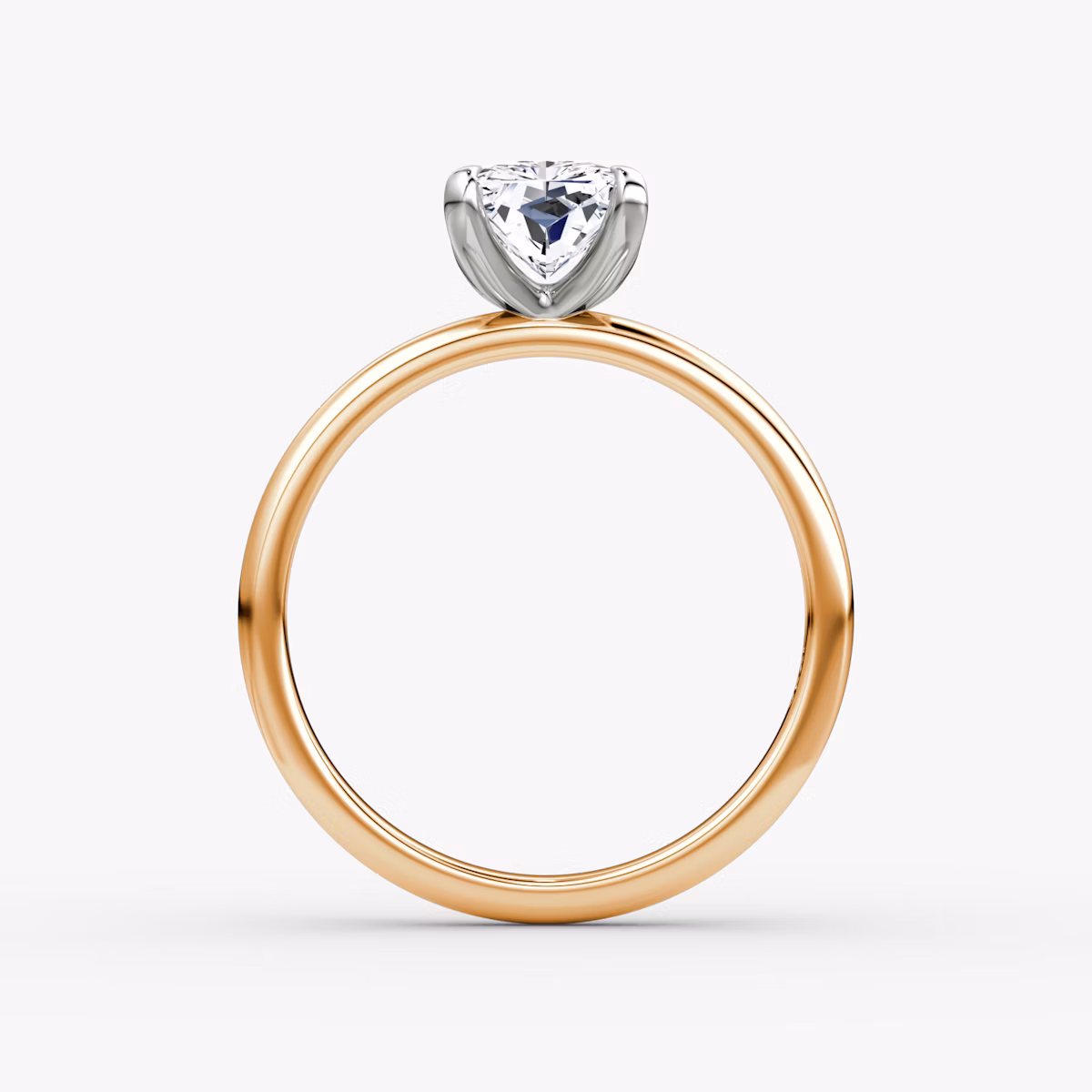 Anillo de compromiso Classic | Radiante | 14k | Oro rosa y platino | bandAccent: Simple | bandWidth: large | diamondOrientation: vertical | caratWeight: other