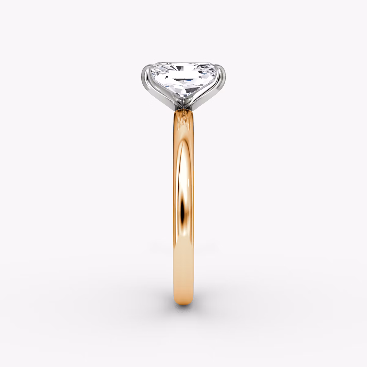 Anillo de compromiso Classic | Radiante | 14k | Oro rosa y platino | bandAccent: Simple | bandWidth: large | diamondOrientation: vertical | caratWeight: other