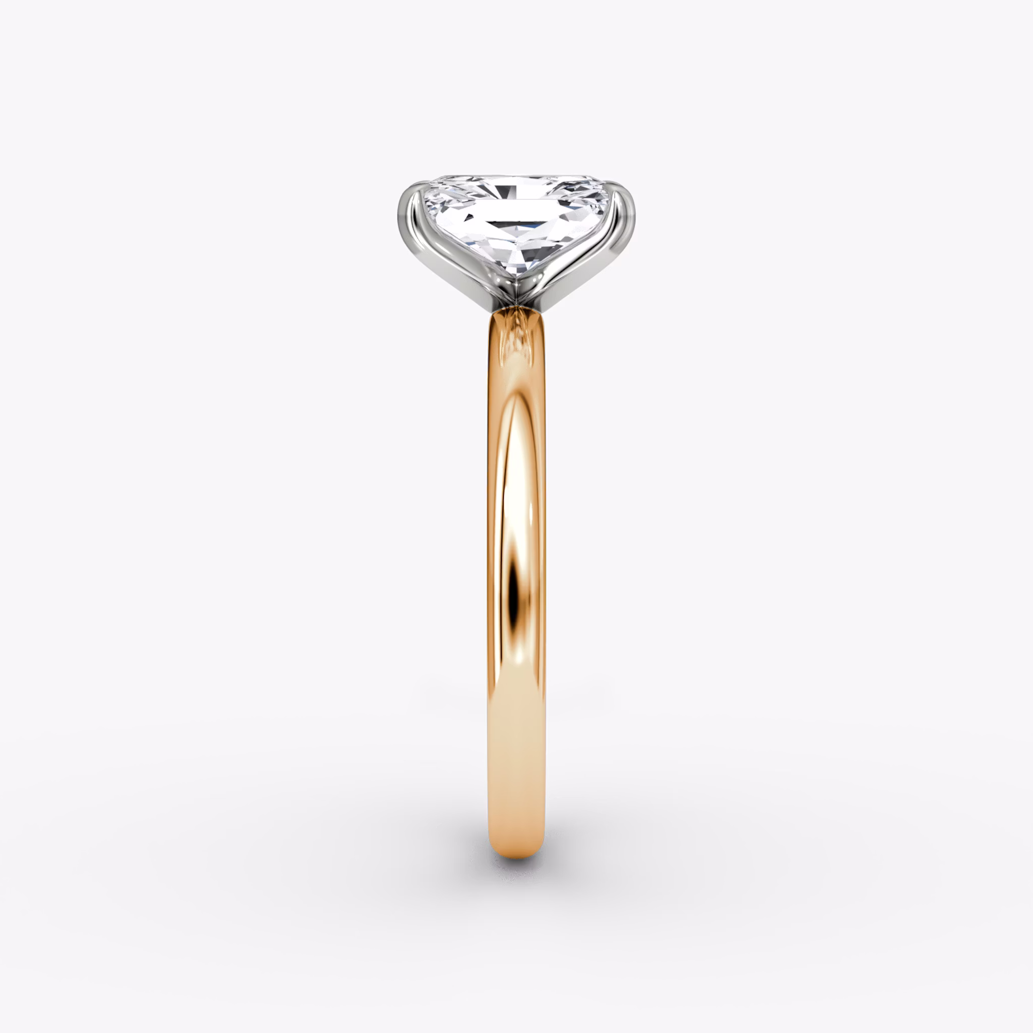 The Classic | Radiant | 14k | Rose Gold and Platinum | bandAccent: Plain | bandWidth: large | diamondOrientation: vertical | caratWeight: other