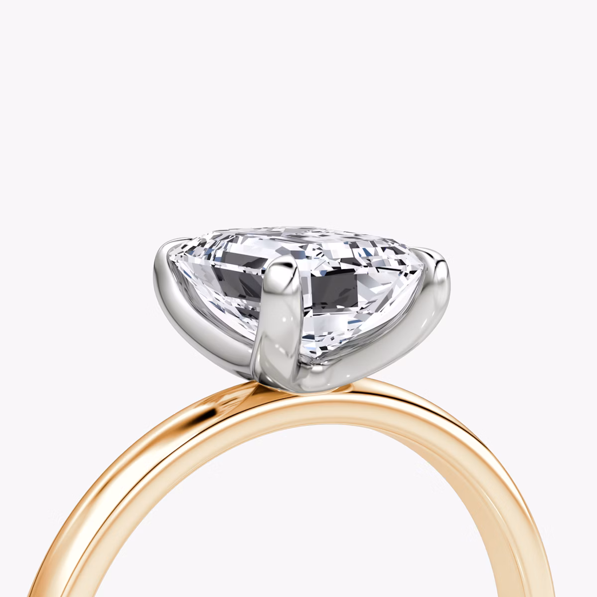 Anillo de compromiso Classic | Esmeralda | 14k | Oro rosa y platino | bandAccent: Simple | bandWidth: large | diamondOrientation: vertical | caratWeight: other