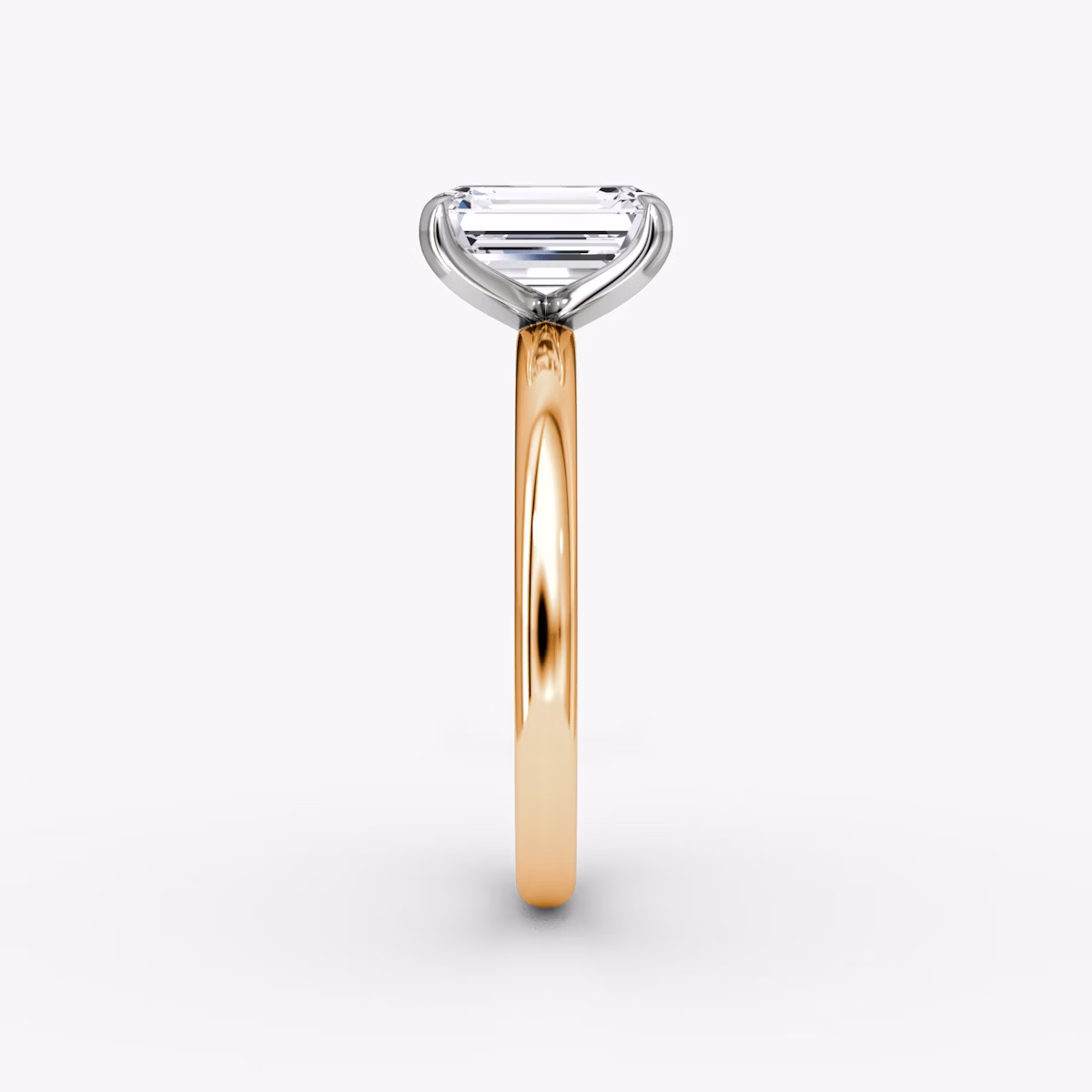 Anillo de compromiso Classic | Esmeralda | 14k | Oro rosa y platino | bandAccent: Simple | bandWidth: large | diamondOrientation: vertical | caratWeight: other