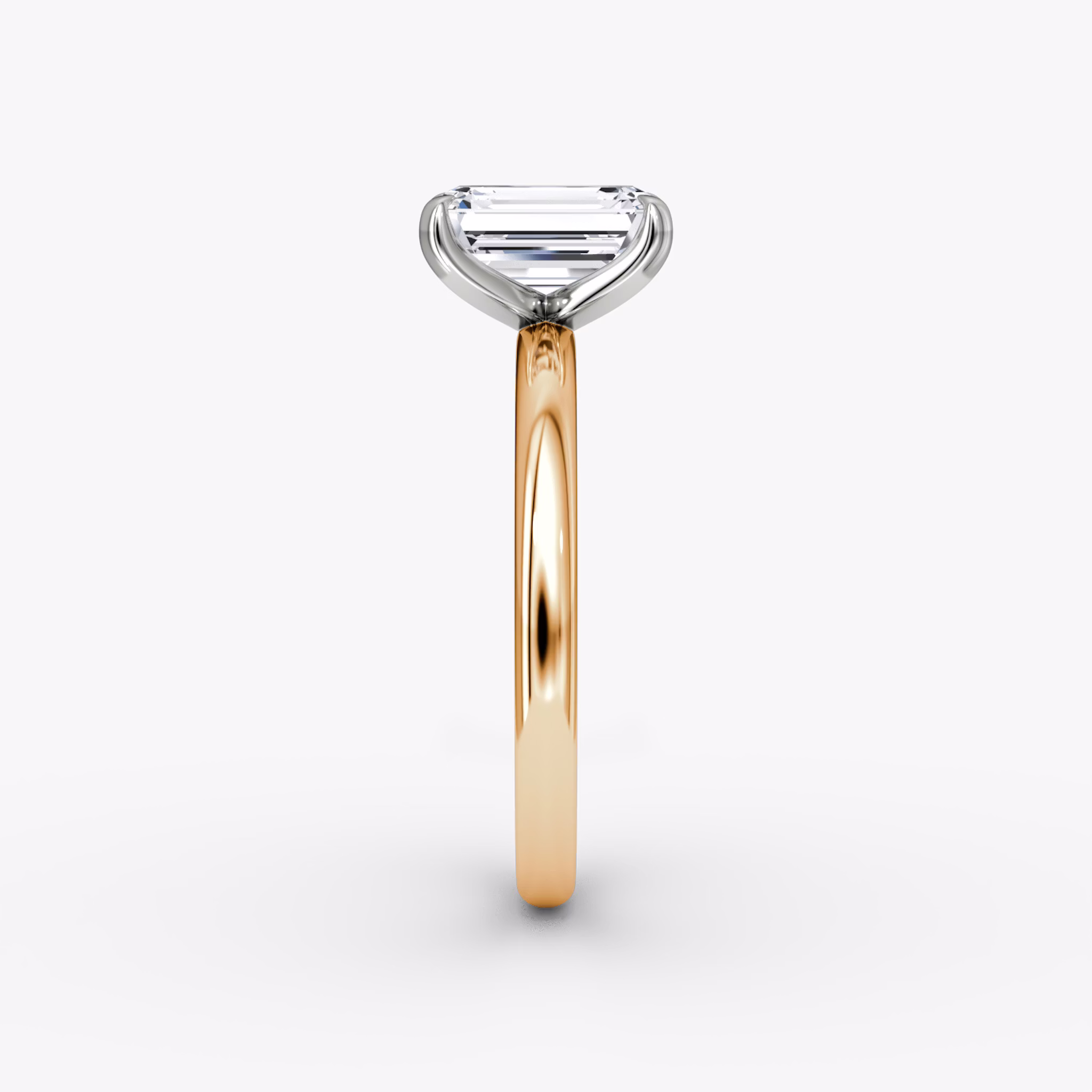 The Classic | Emerald | 14k | Rose Gold and Platinum | bandAccent: Plain | bandWidth: large | diamondOrientation: vertical | caratWeight: other