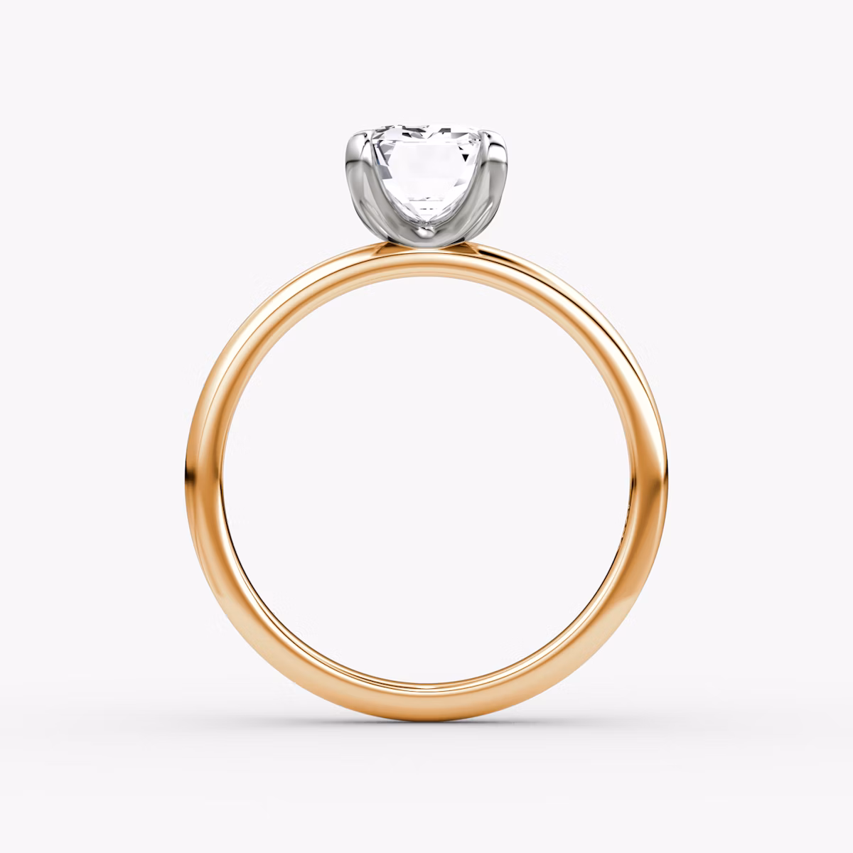 Anillo de compromiso Classic | Esmeralda | 14k | Oro rosa y platino | bandAccent: Simple | bandWidth: large | diamondOrientation: vertical | caratWeight: other