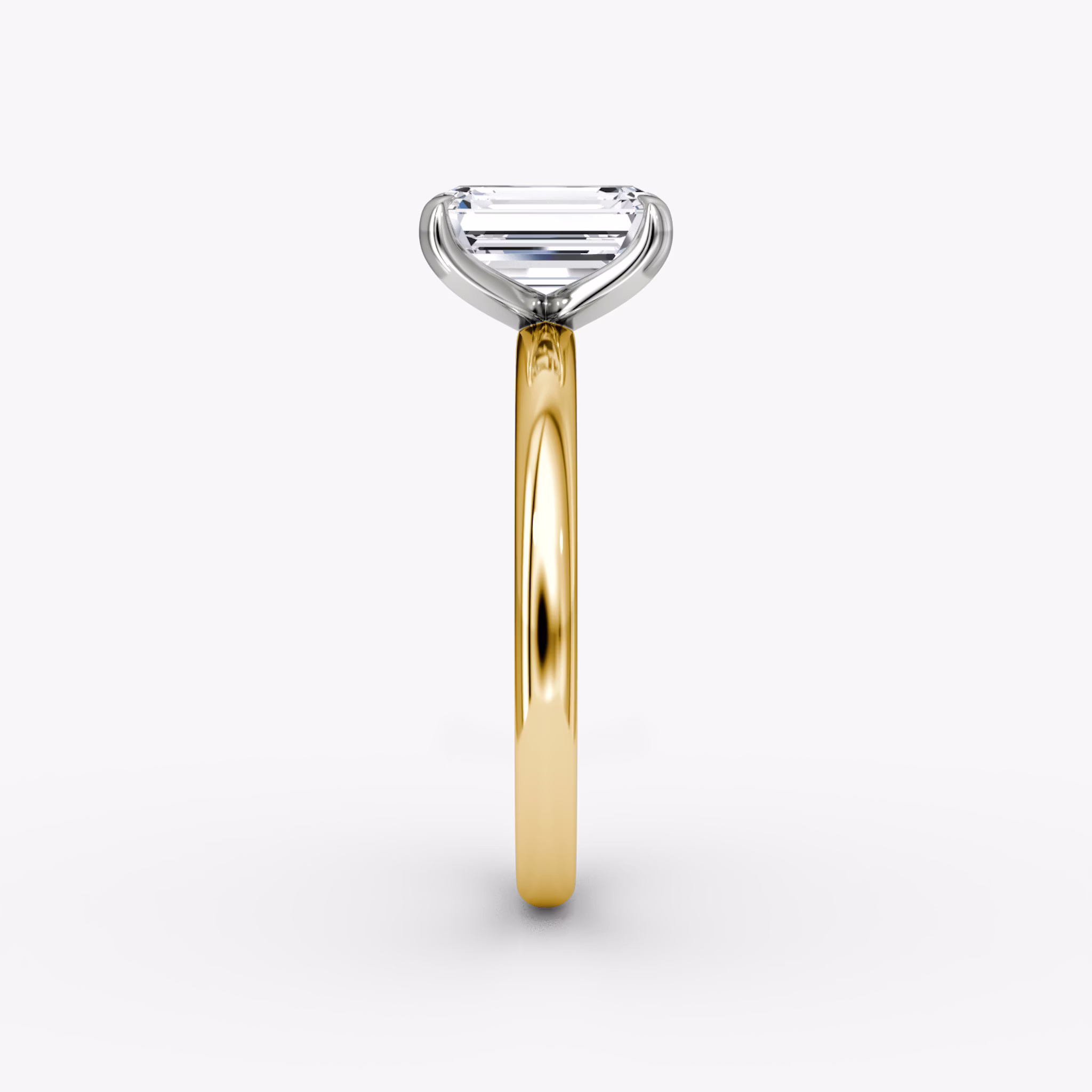 The Classic | Emerald | 18k | Yellow Gold and Platinum | bandAccent: Plain | bandWidth: large | diamondOrientation: vertical | caratWeight: other