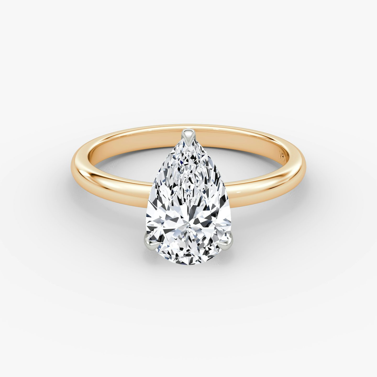 The Classic | Pear | 14k | Rose Gold and Platinum | bandAccent: Plain | bandWidth: large | diamondOrientation: vertical | caratWeight: other