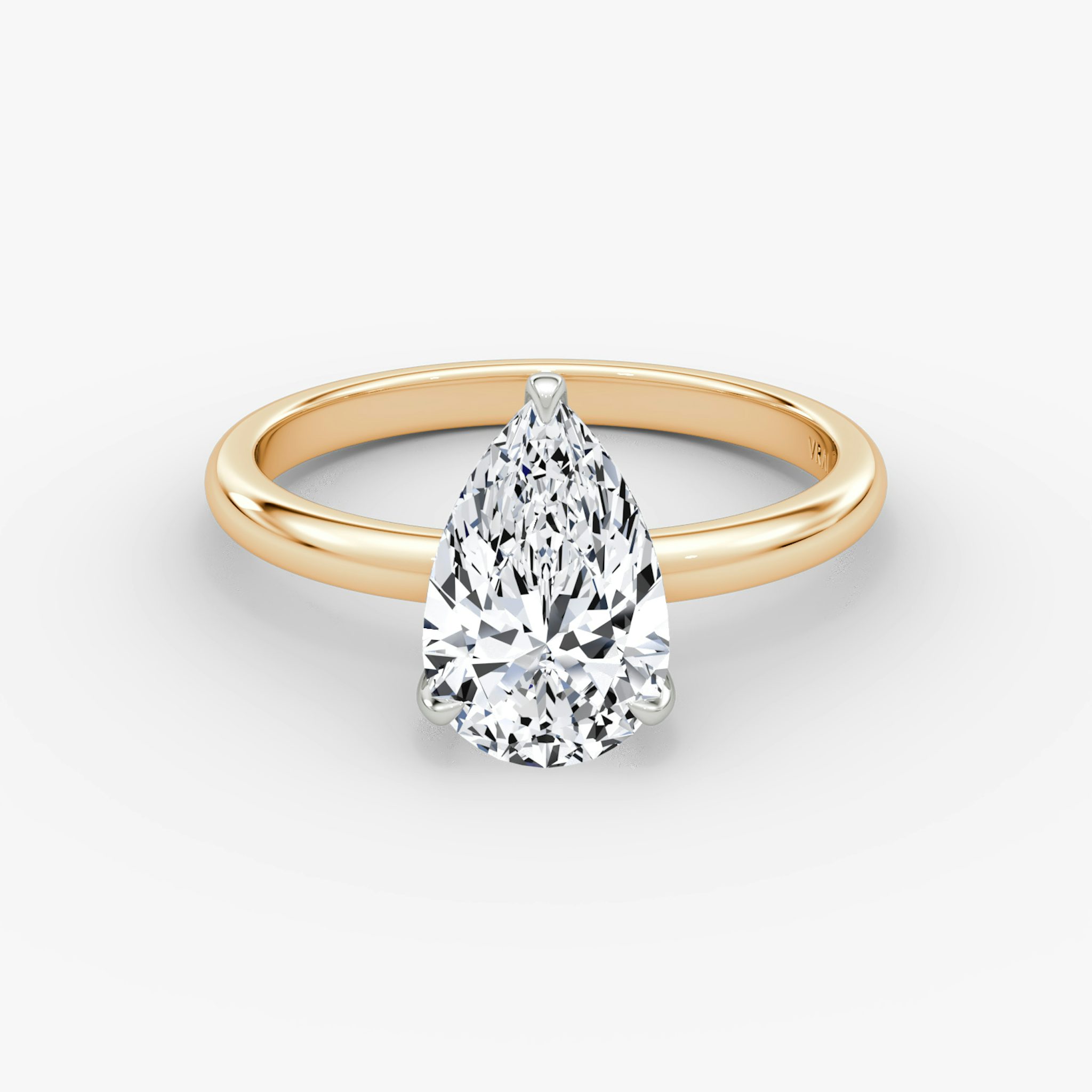 The Classic | Pear | 14k | Rose Gold and Platinum | bandAccent: Plain | bandWidth: large | diamondOrientation: vertical | caratWeight: other