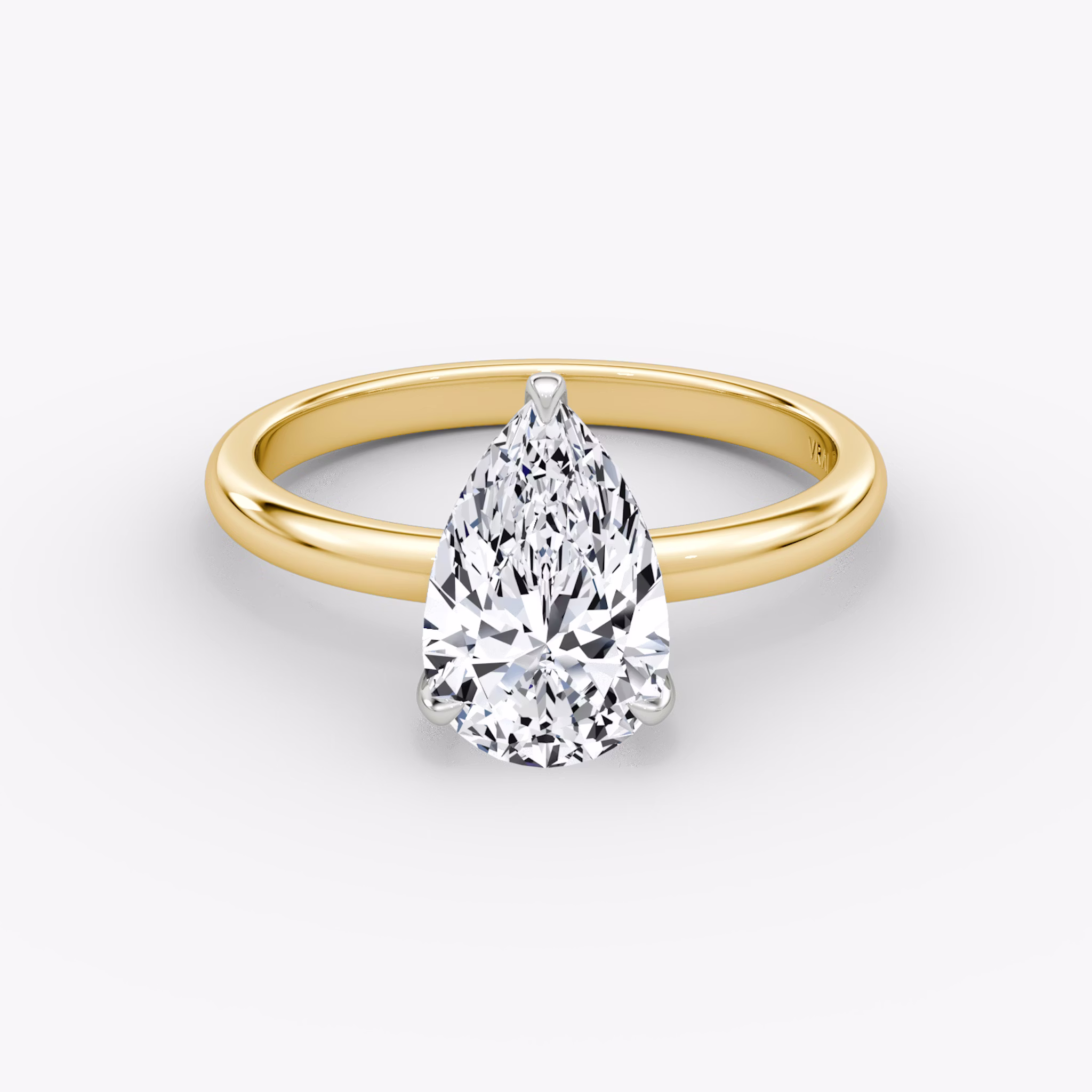 The Classic | Pear | 18k | Yellow Gold and Platinum | bandAccent: Plain | bandWidth: large | diamondOrientation: vertical | caratWeight: other