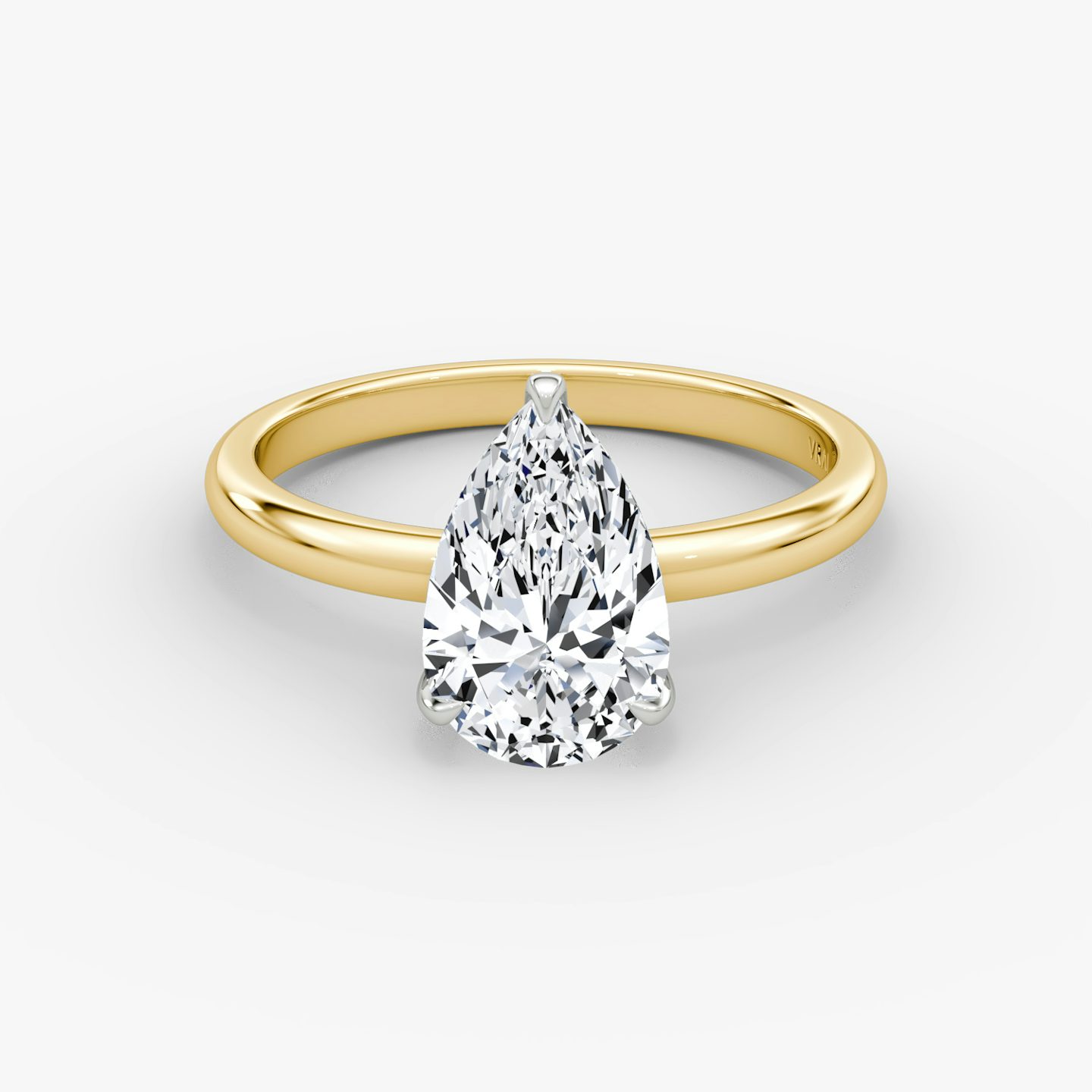The Classic | Pear | 18k | Yellow Gold and Platinum | bandAccent: Plain | bandWidth: large | diamondOrientation: vertical | caratWeight: other
