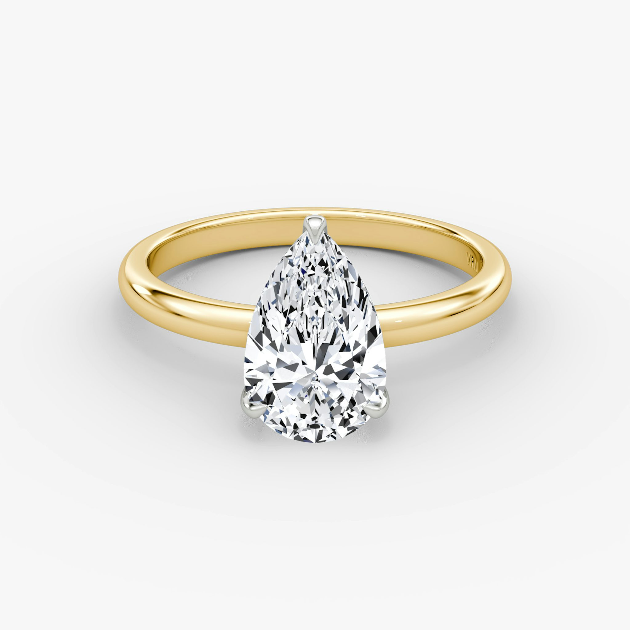 The Classic | Pear | 18k | Yellow Gold and Platinum | bandAccent: Plain | bandWidth: large | diamondOrientation: vertical | caratWeight: other