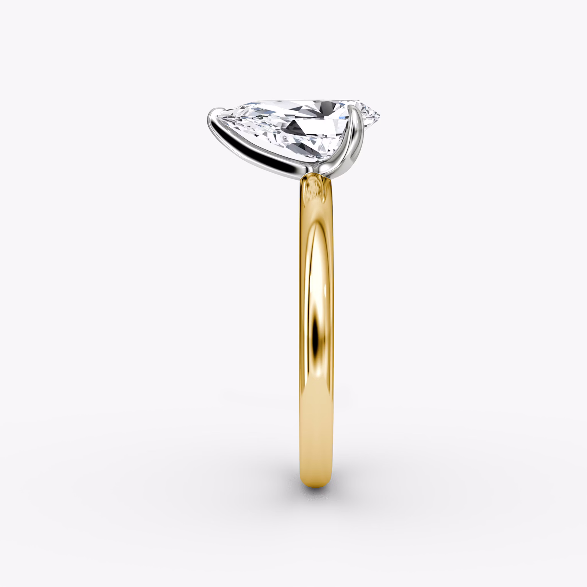 The Classic | Pear | 18k | Yellow Gold and Platinum | bandAccent: Plain | bandWidth: large | diamondOrientation: vertical | caratWeight: other