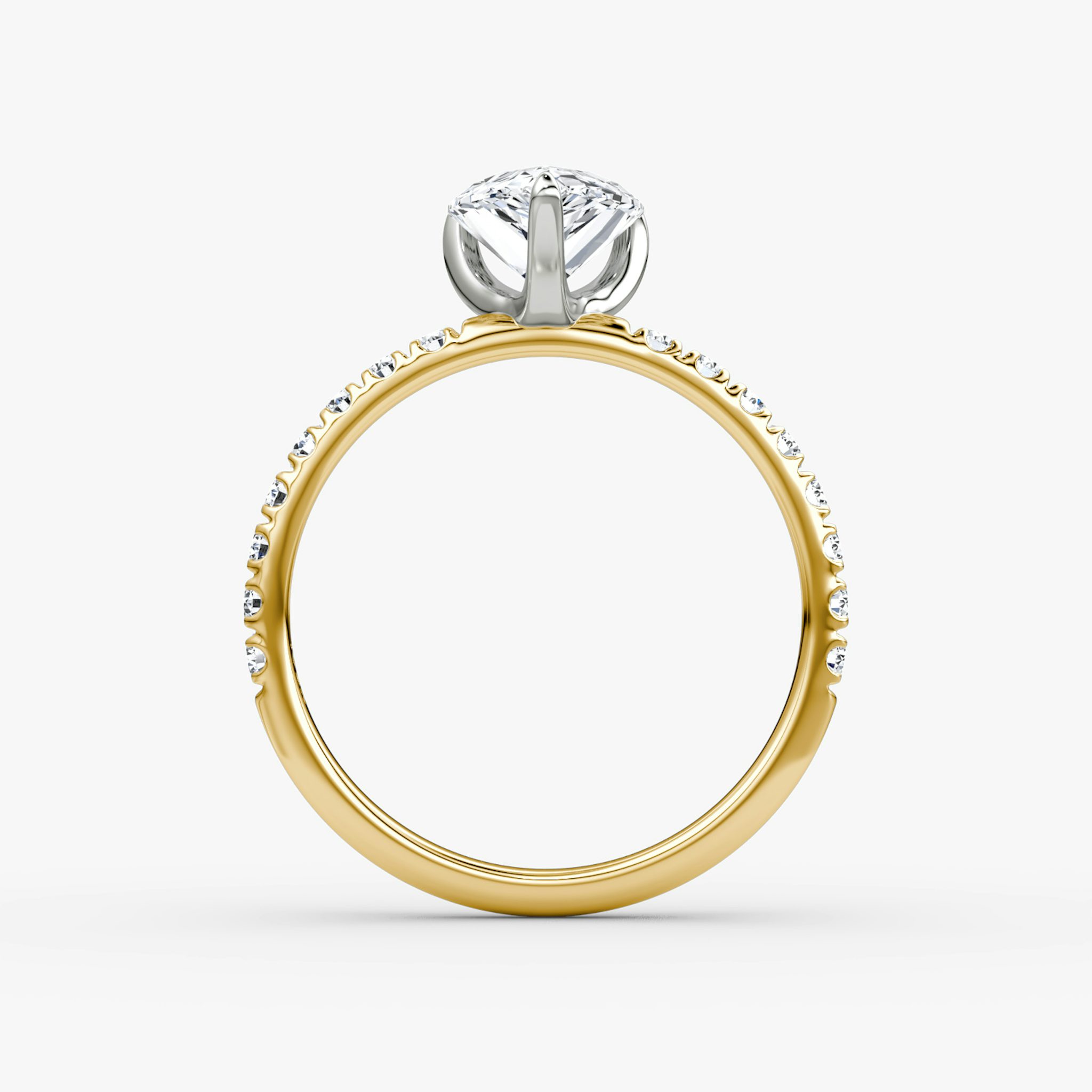 The Classic | Pear | 18k | Yellow Gold and Platinum | bandAccent: Pavé | bandWidth: large | diamondOrientation: vertical | caratWeight: other