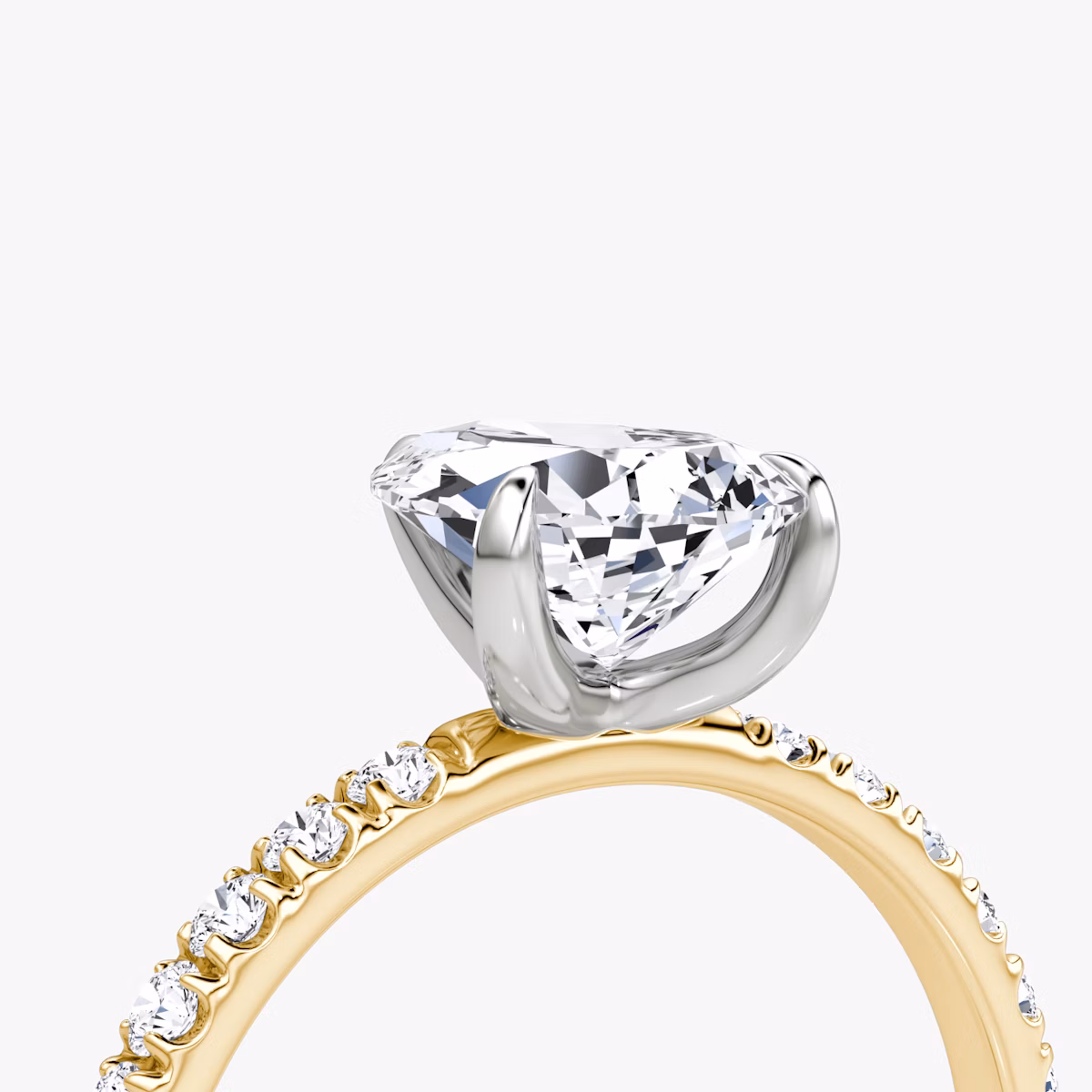 The Classic | Pear | 18k | Yellow Gold and Platinum | bandAccent: Pavé | bandWidth: large | diamondOrientation: vertical | caratWeight: other