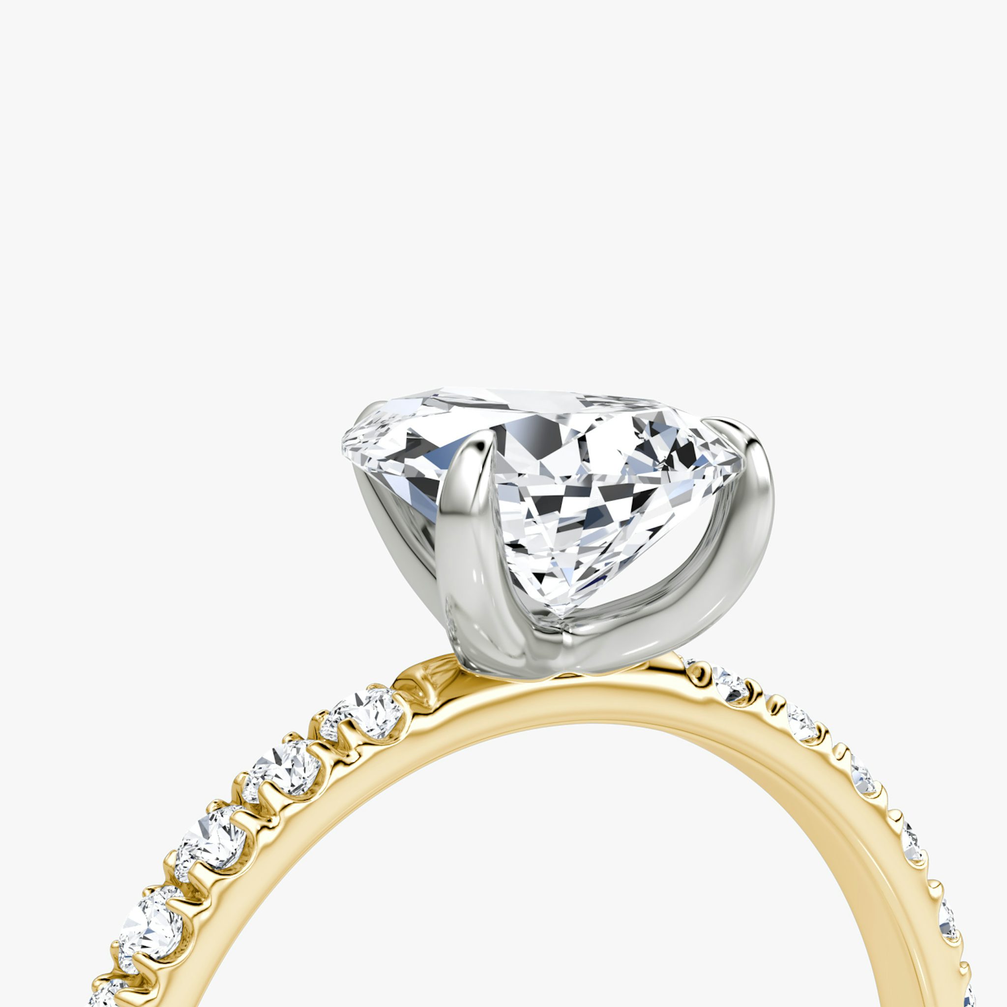The Classic | Pear | 18k | Yellow Gold and Platinum | bandAccent: Pavé | bandWidth: large | diamondOrientation: vertical | caratWeight: other